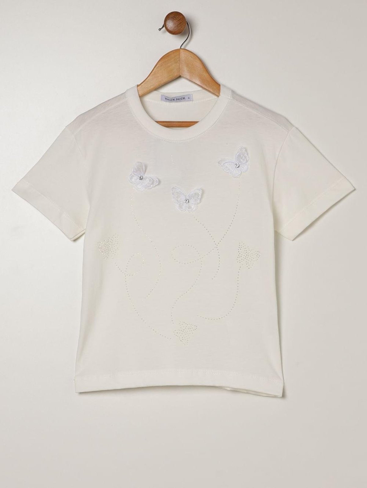 Infantil - Blusa Manga Curta Para Menina - OFF WHITE