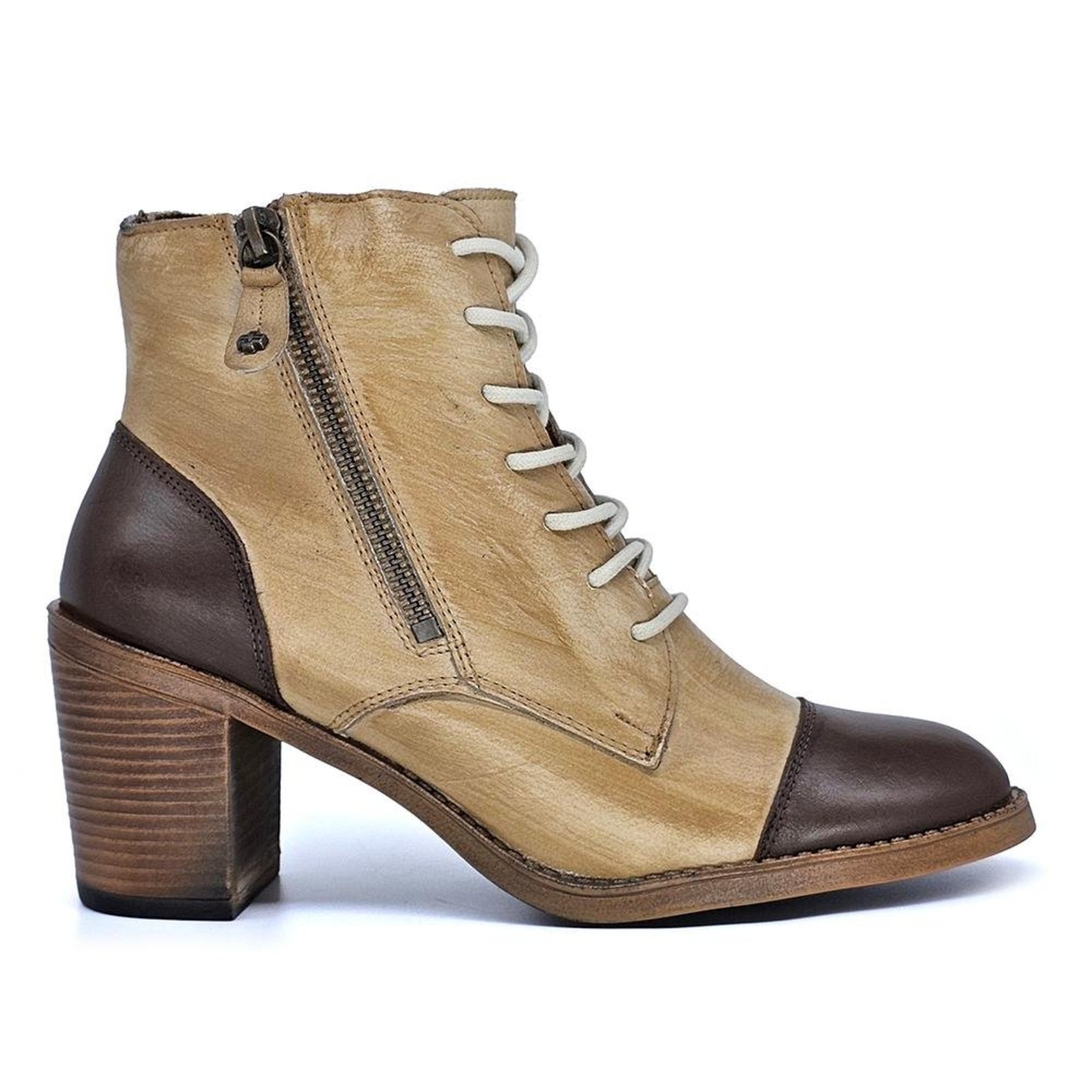 Bota Feminina ELO005 Couro Terracota Off Amendoa Incolor