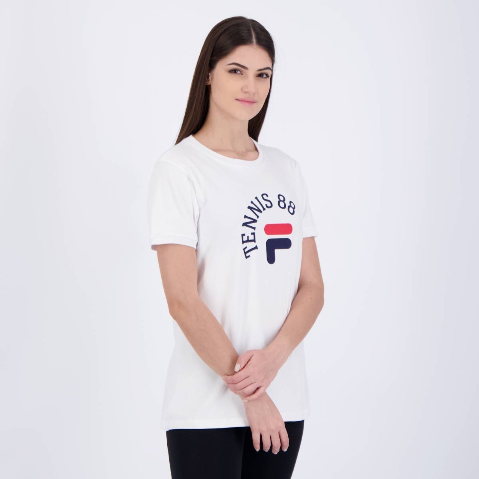 Vista 3 Camiseta Fila Court Club Feminina Branca branco Fila branco
