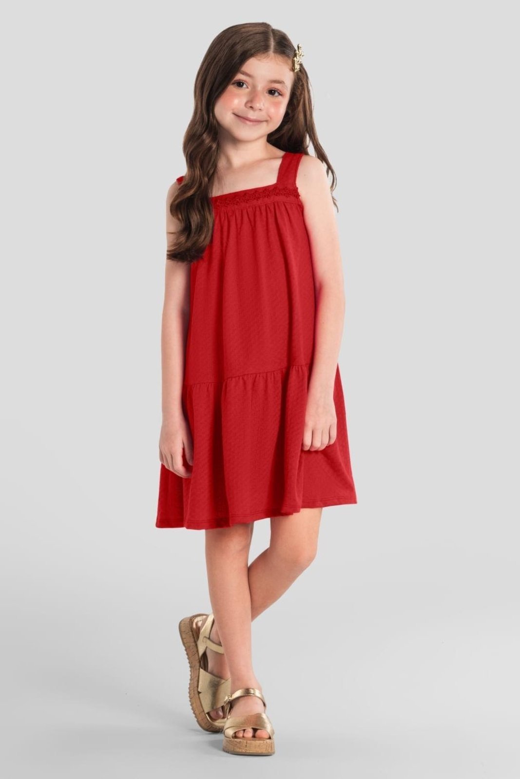 Infantil - Vestido menina malha artesanal Mundi