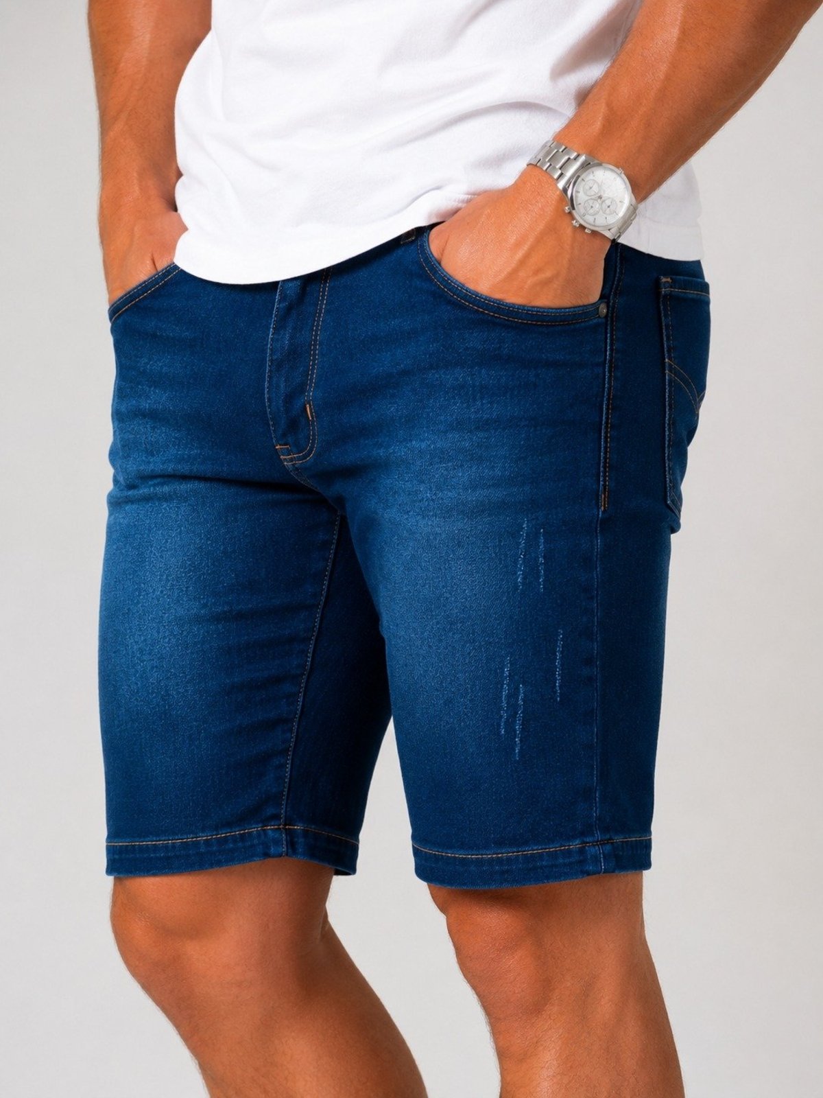 Bermuda Jeans Purple Jeans Masculina Azul Escuro Básica Casual