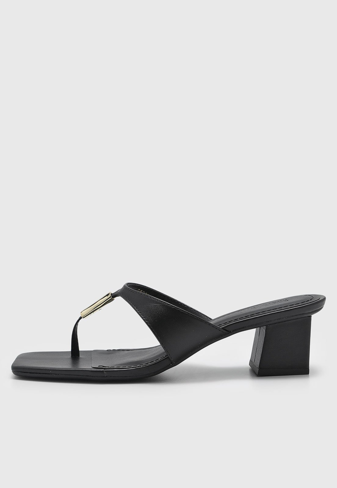 Sandália Feminina Santa Lolla Salto Bloco Detalhe Metal Preta