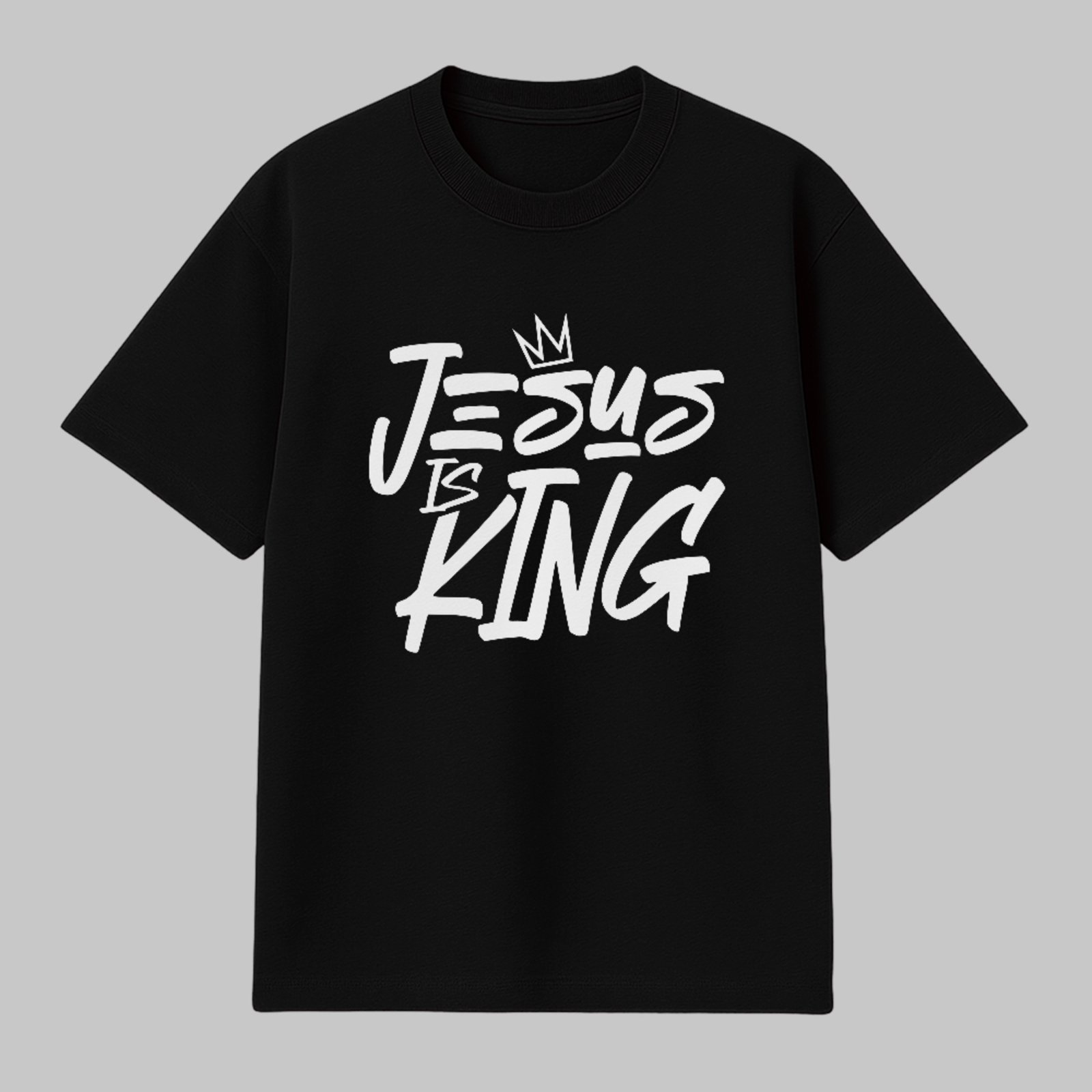 Camiseta Básica Jesus Is King Fé Cristã Street Style Preto