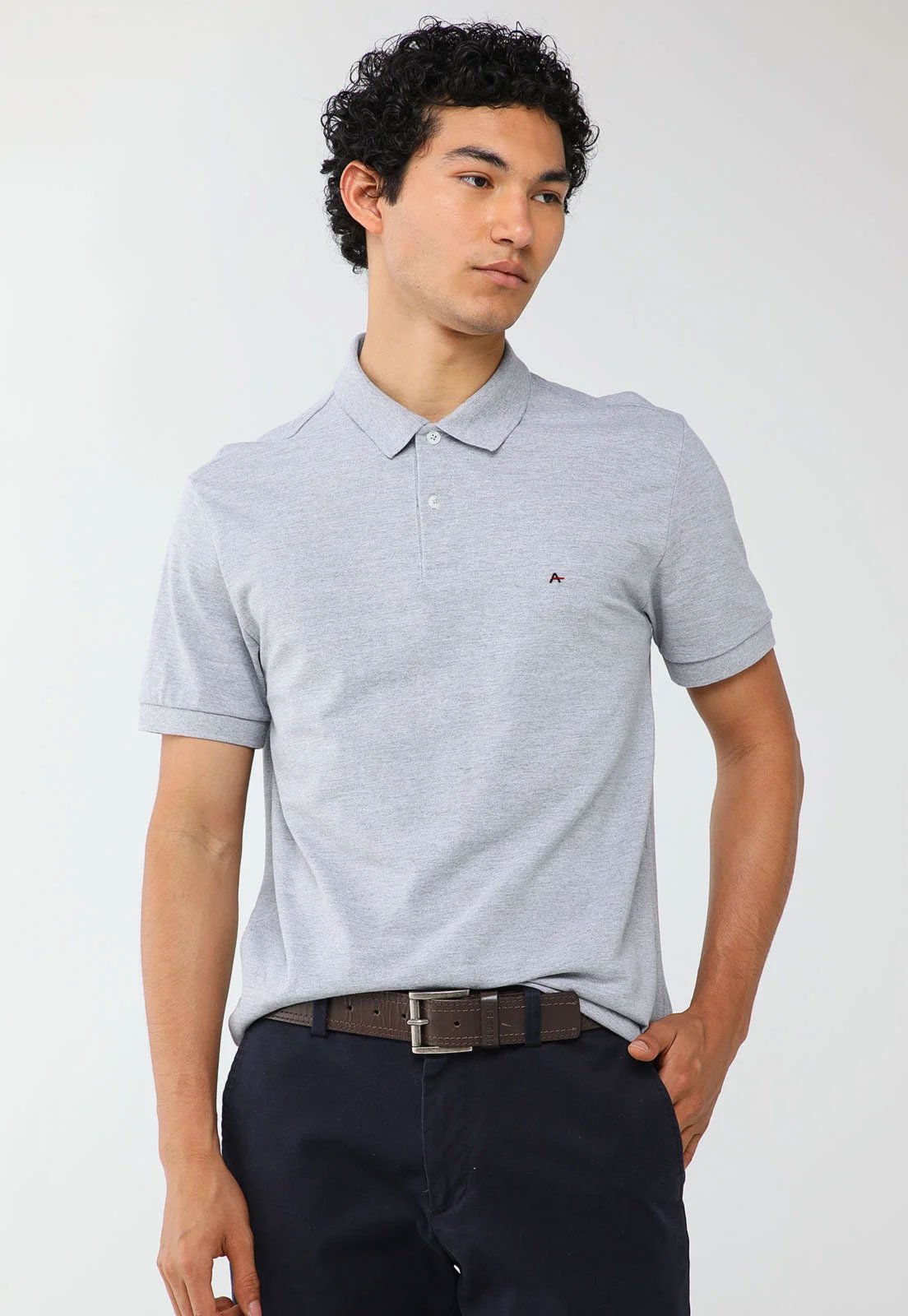 Polo Masculina Aramis Clássica Cinza