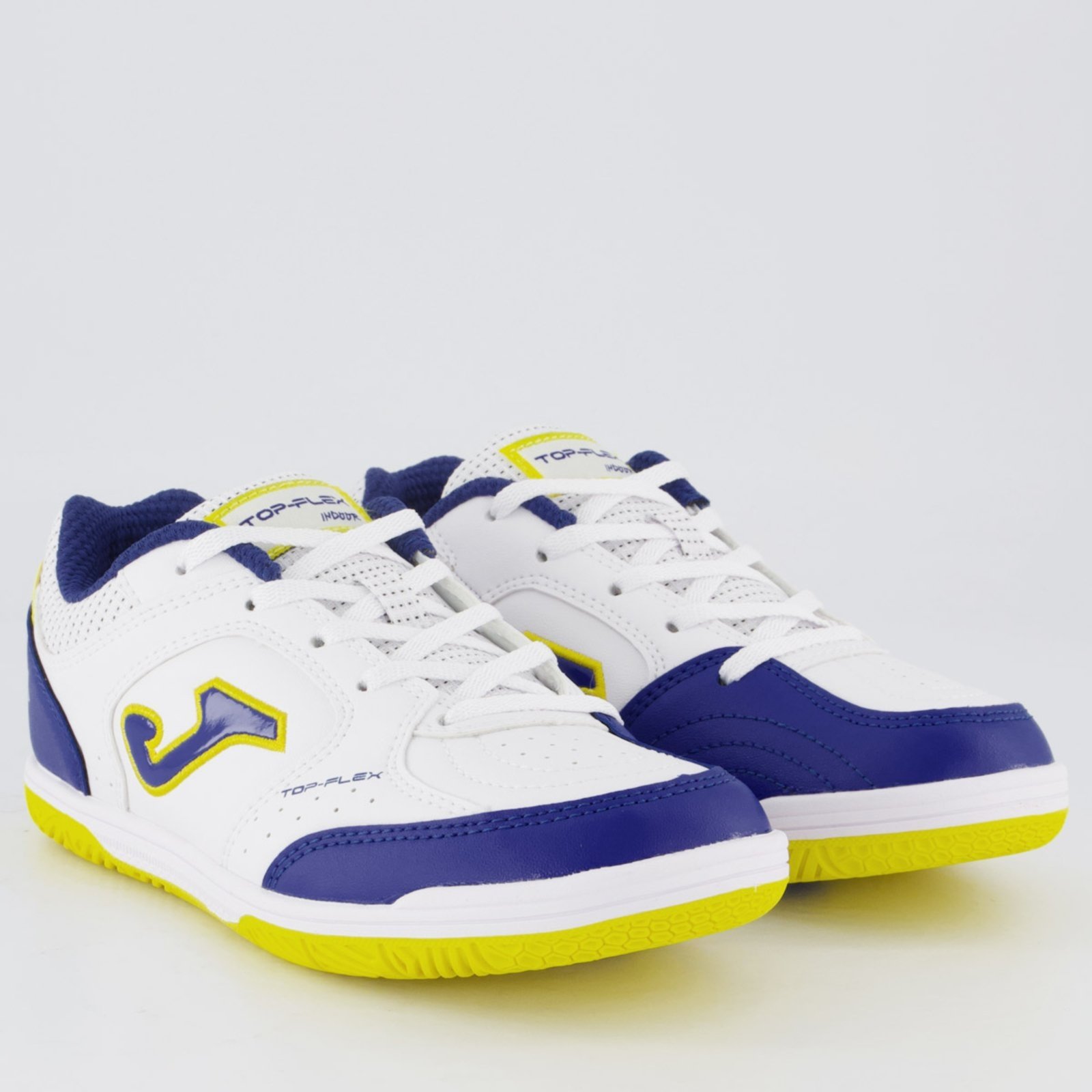 Vista 3 Infantil - Chuteira Joma Top Flex Jr Futsal Juvenil Branca e Azul branco azul Joma branco azul