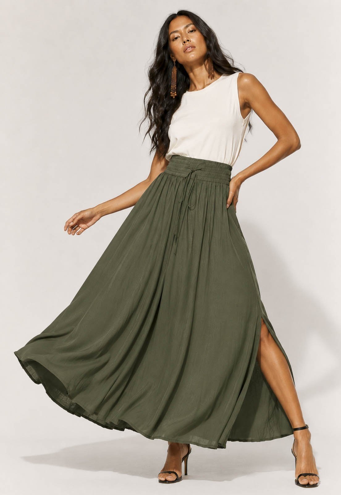 Saia Amazonia Vital Longa Viscose Verde Militar