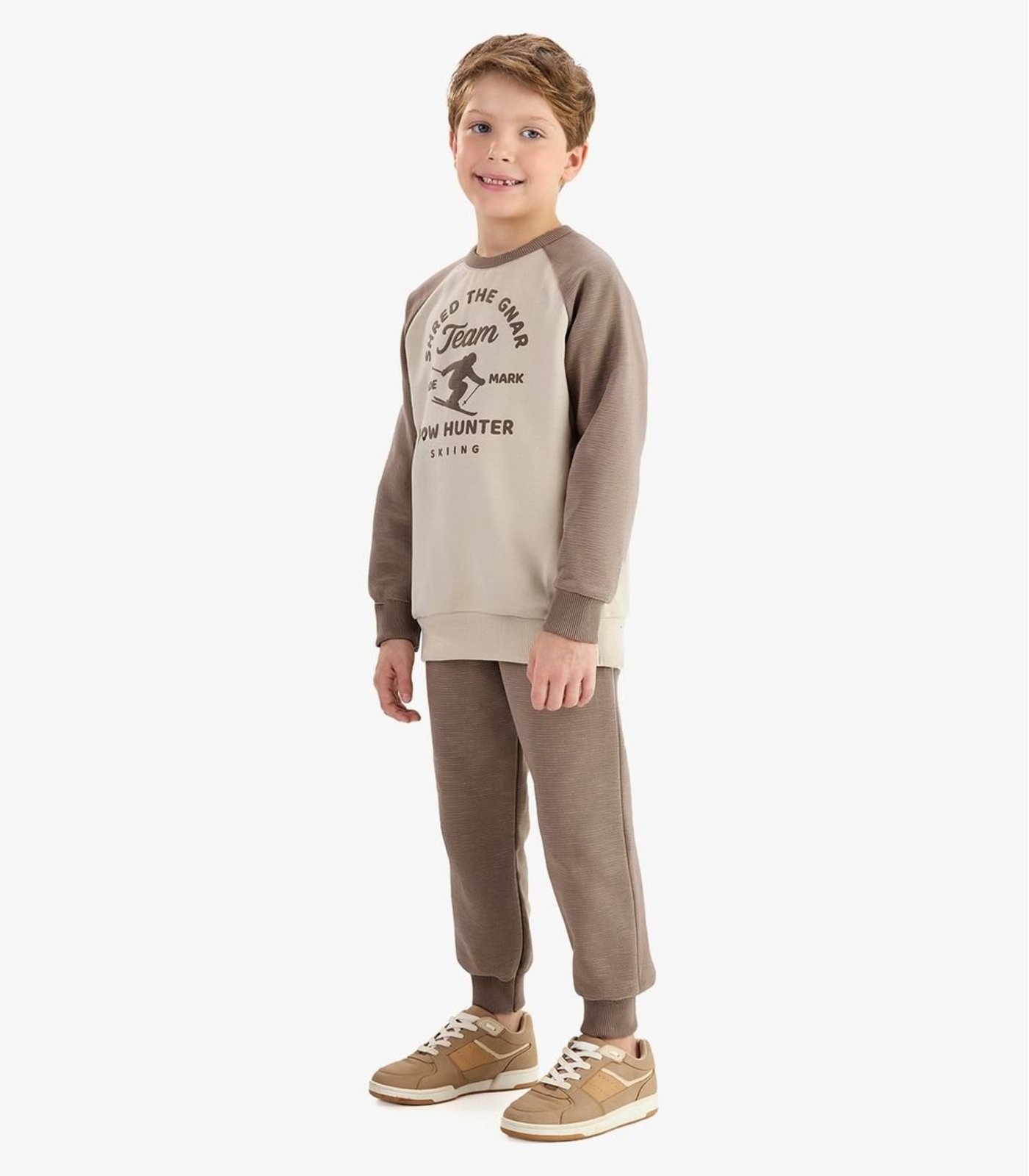 Infantil - Conjunto Blusão com Calça Moletom Molinê Rovi Marrom