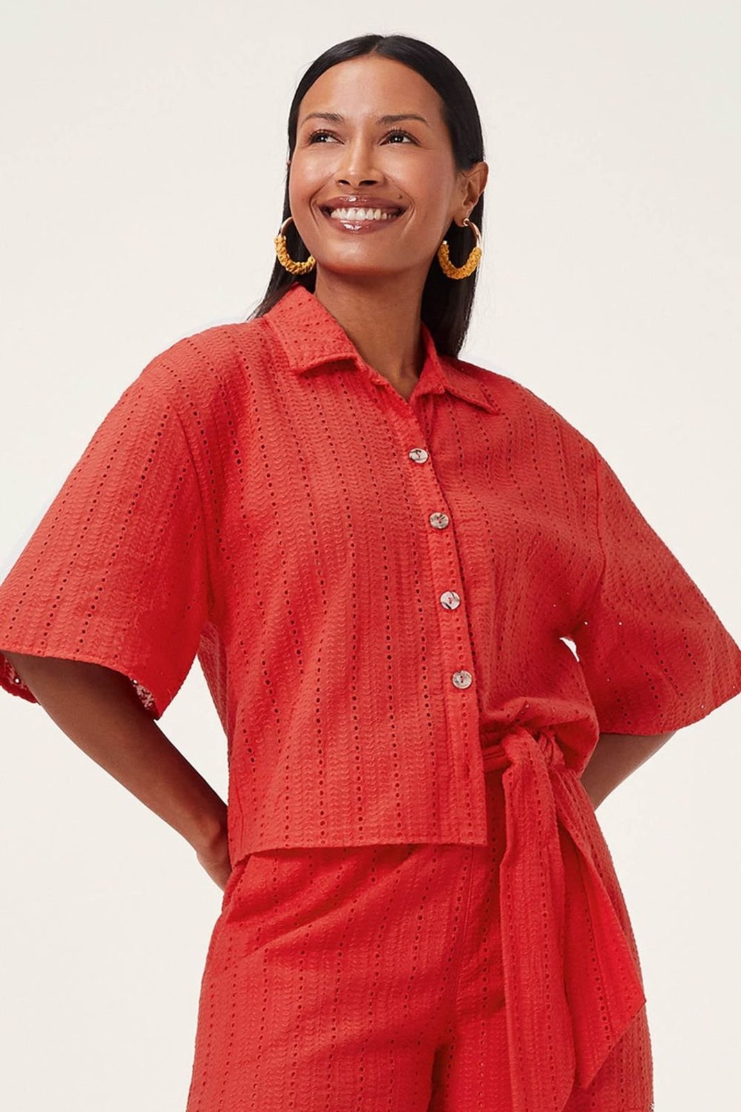 Blusa Feminina Laise Com Botões Marialícia Vermelho