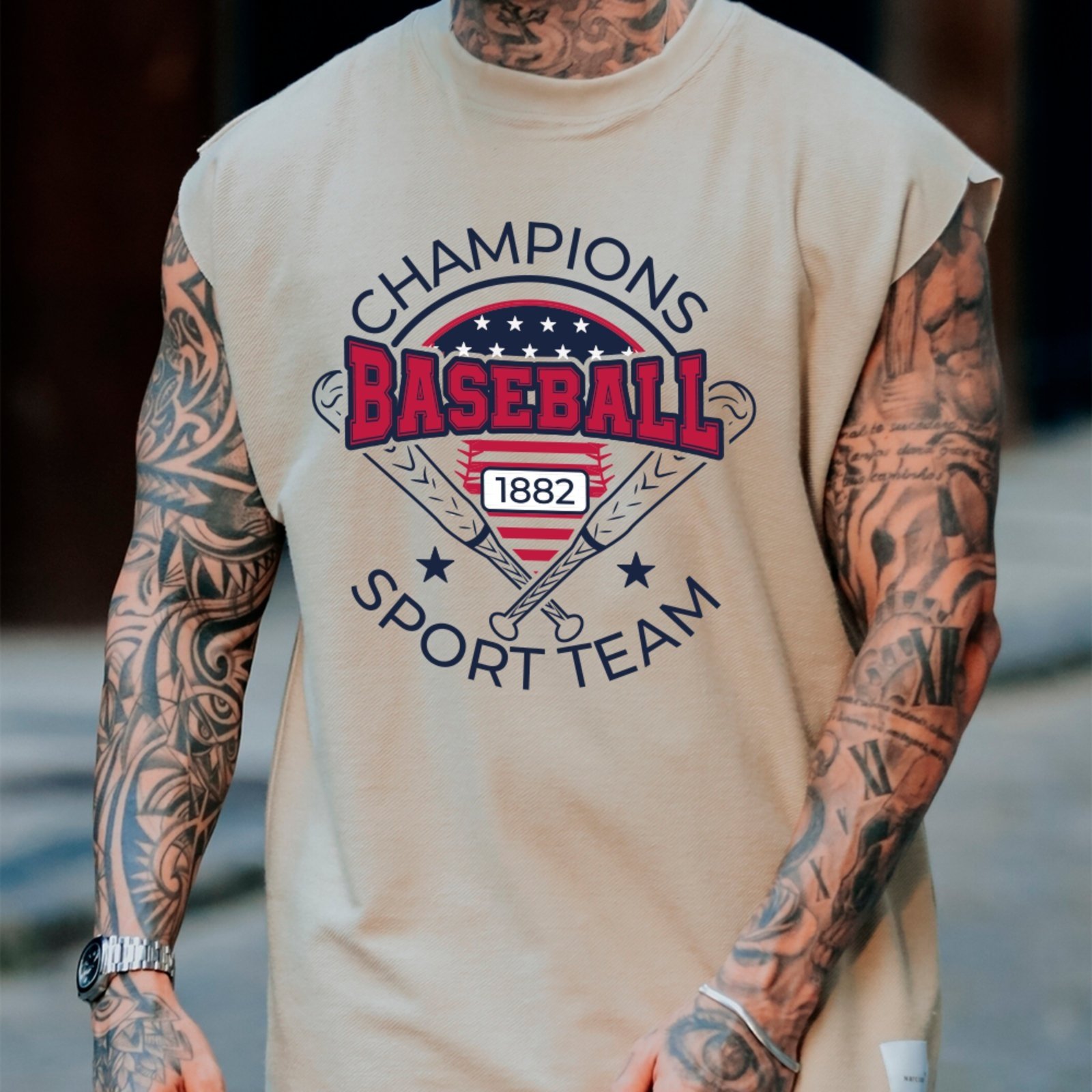 Camiseta Regata Machão Ousy Baseball Sport Vibes Oversized Masculina Off White