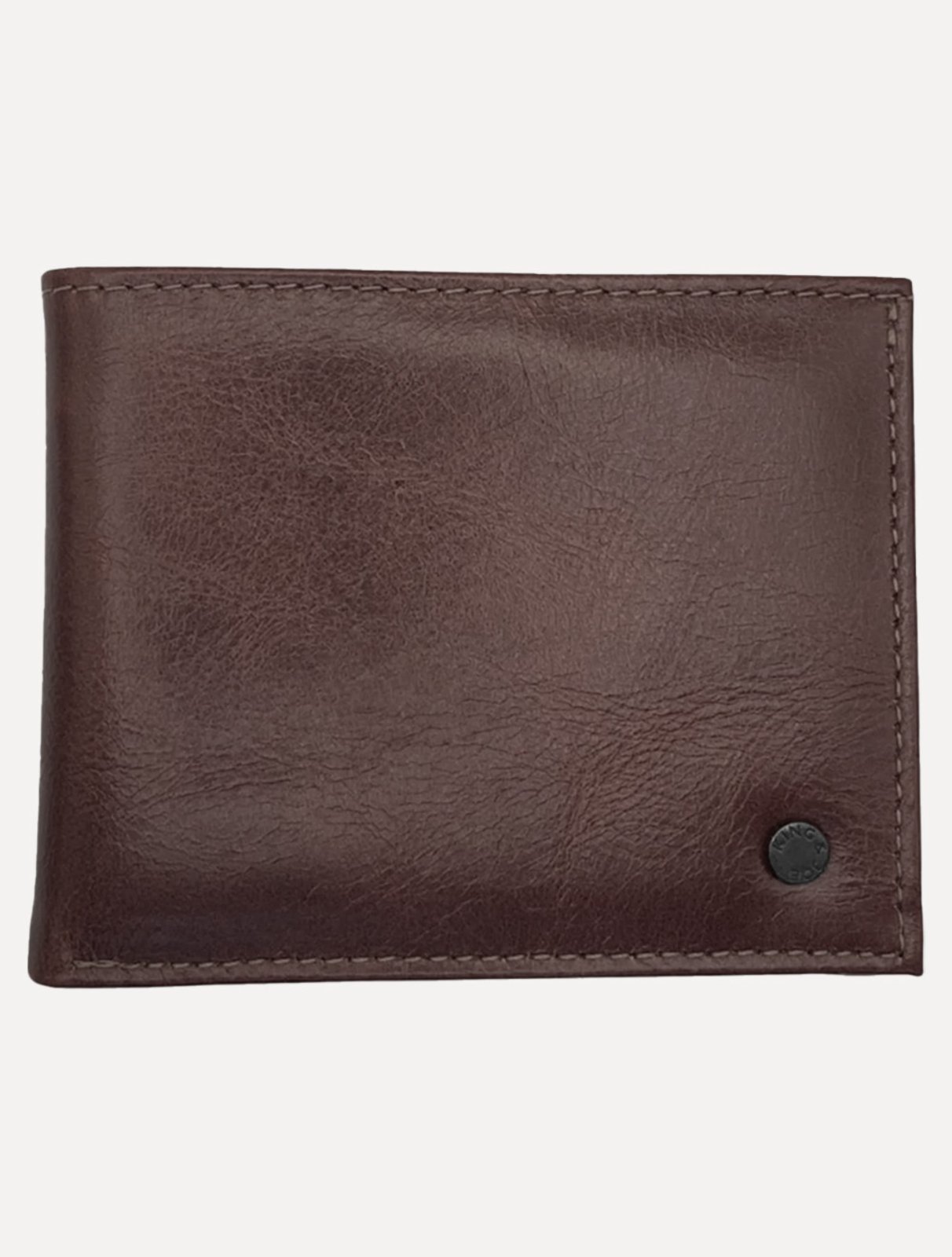 Carteira King & Joe Masculina Rebite Logo Marrom Escuro