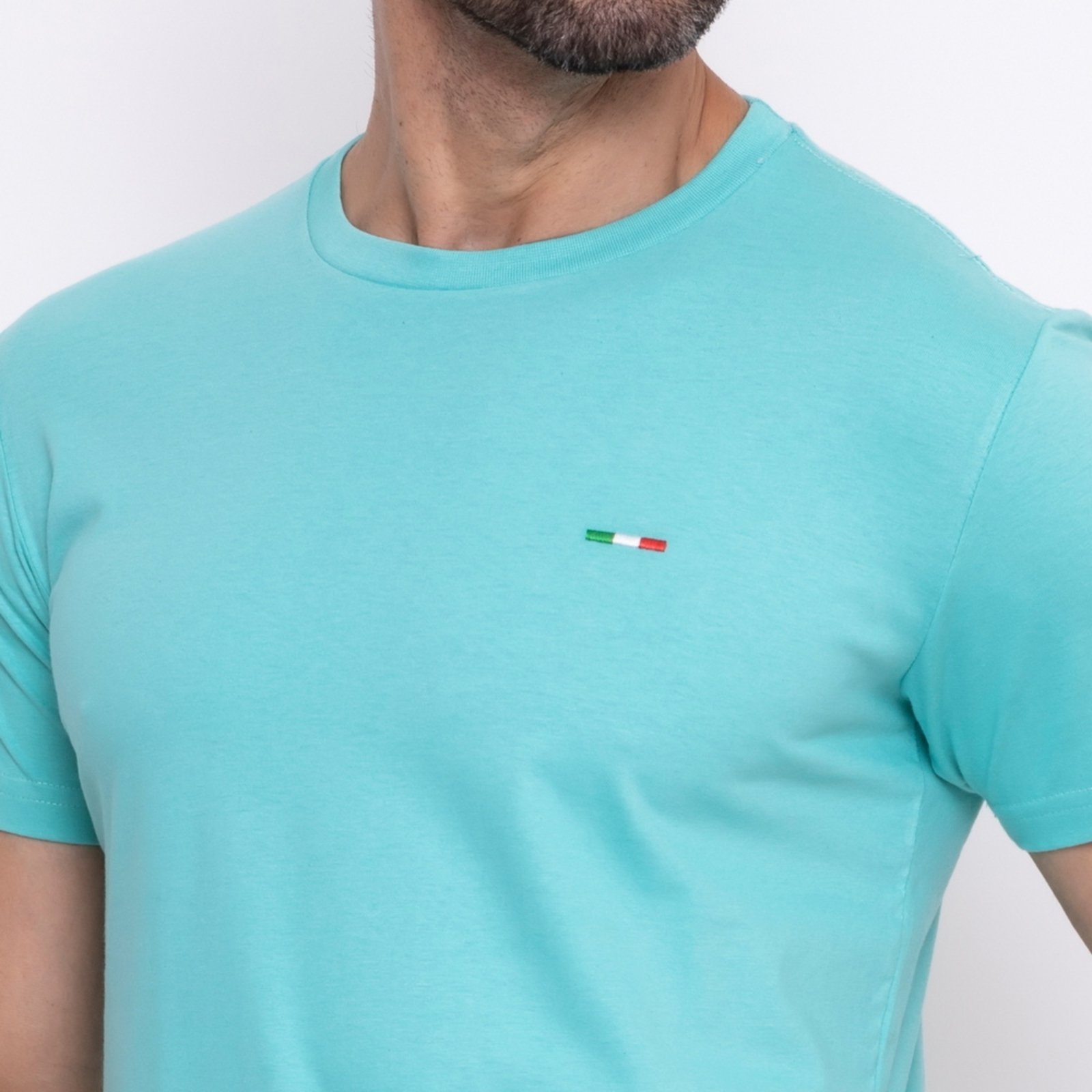 Camiseta Masculina Básica FMF com Bordado no Estilo Tommy Algodão Premium Itália água