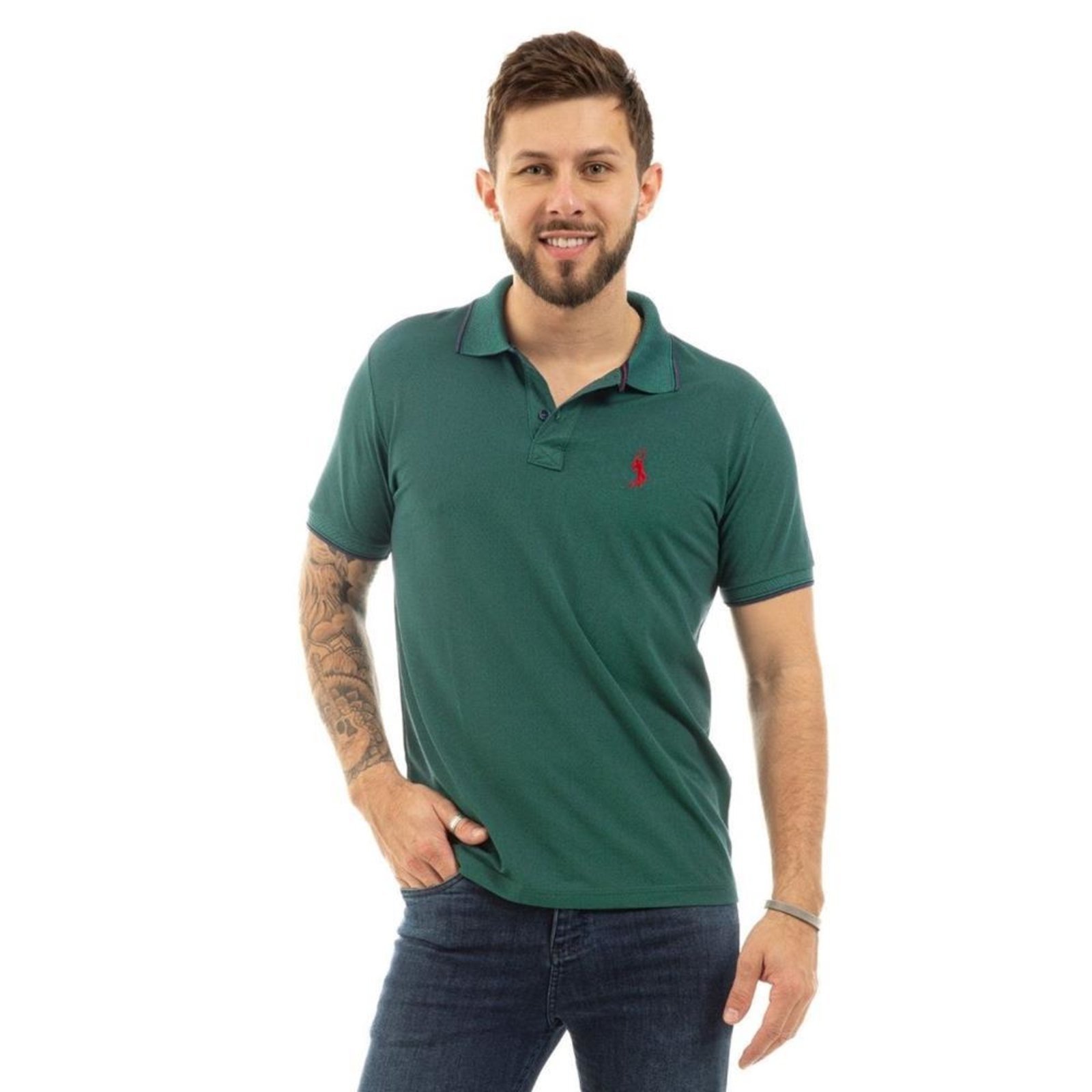 Camisa Masculina Polo Básica Algodão Piquet Dia a Dia
