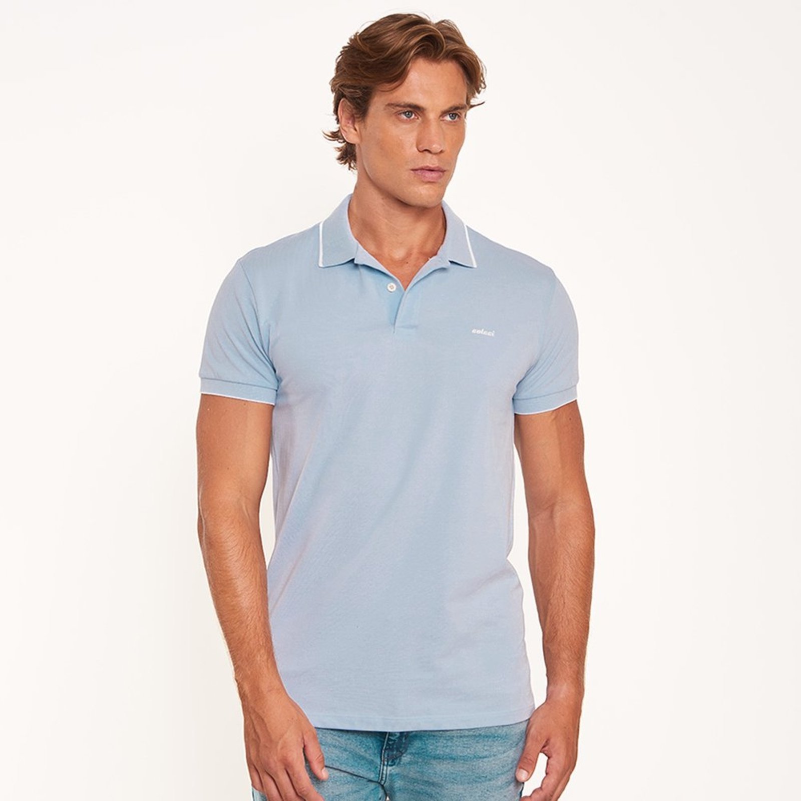 Camisa Polo Colcci Single Line Pr27 Azul Masculino