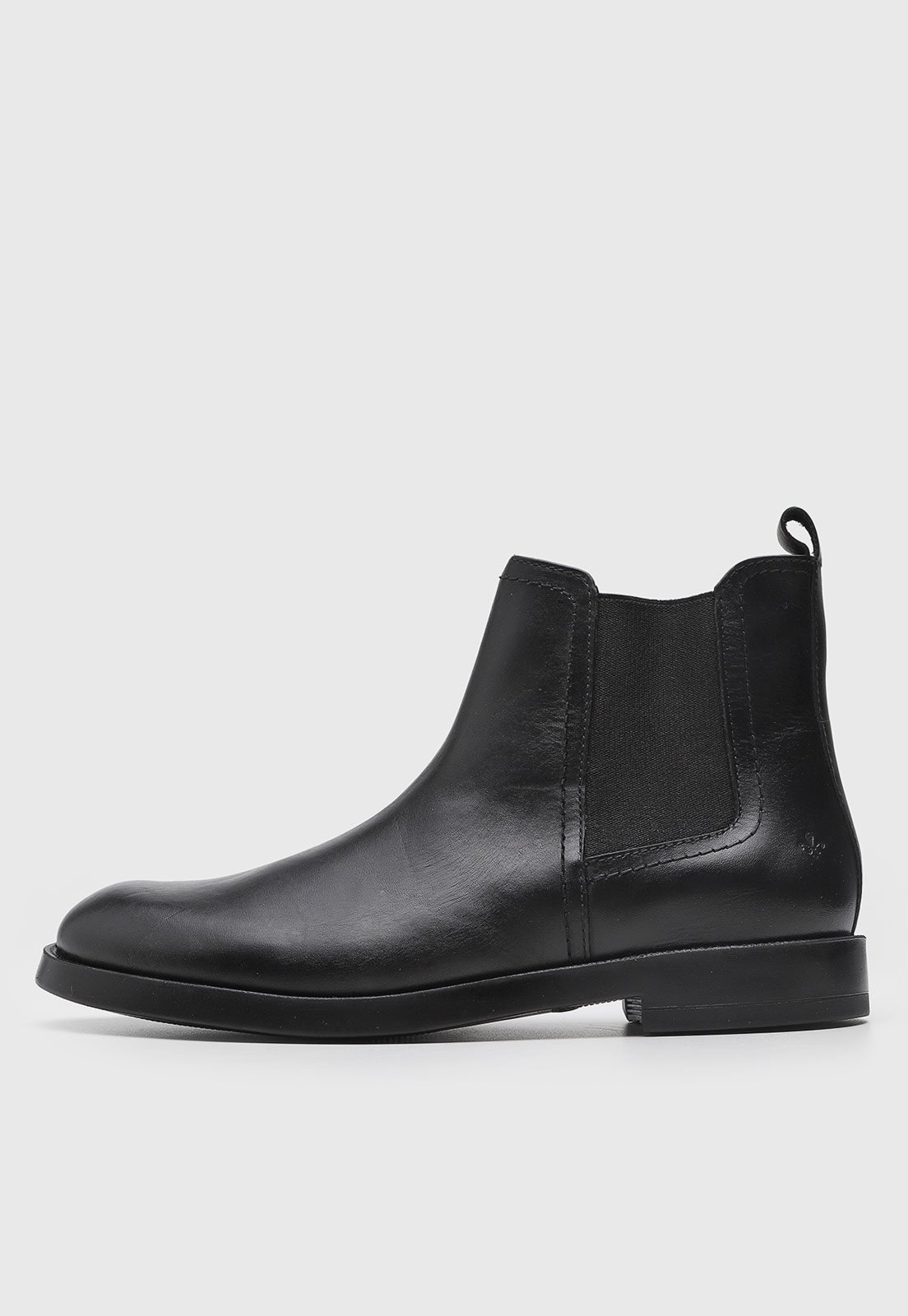 Bota de Couro Masculina Dudalina Cano Baixo Elástico Preta