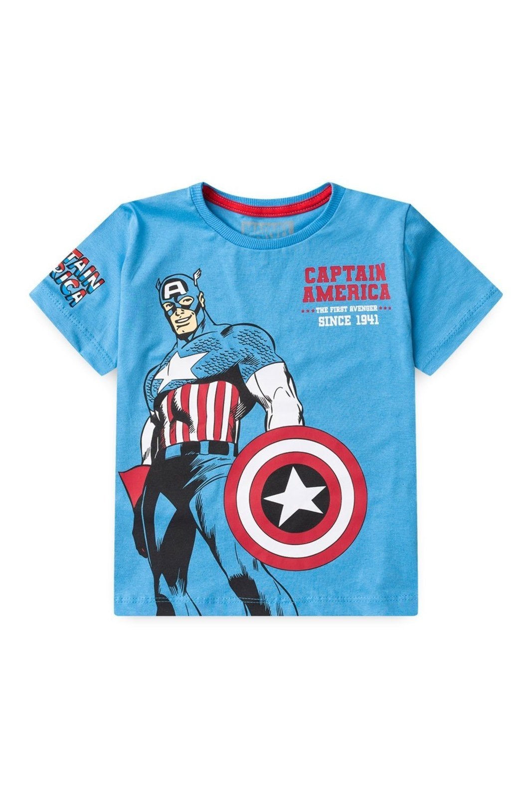 Vista 2 Infantil - Camiseta Disney Masculino Manga Curta Capitão América Marvel azul Marvel azul