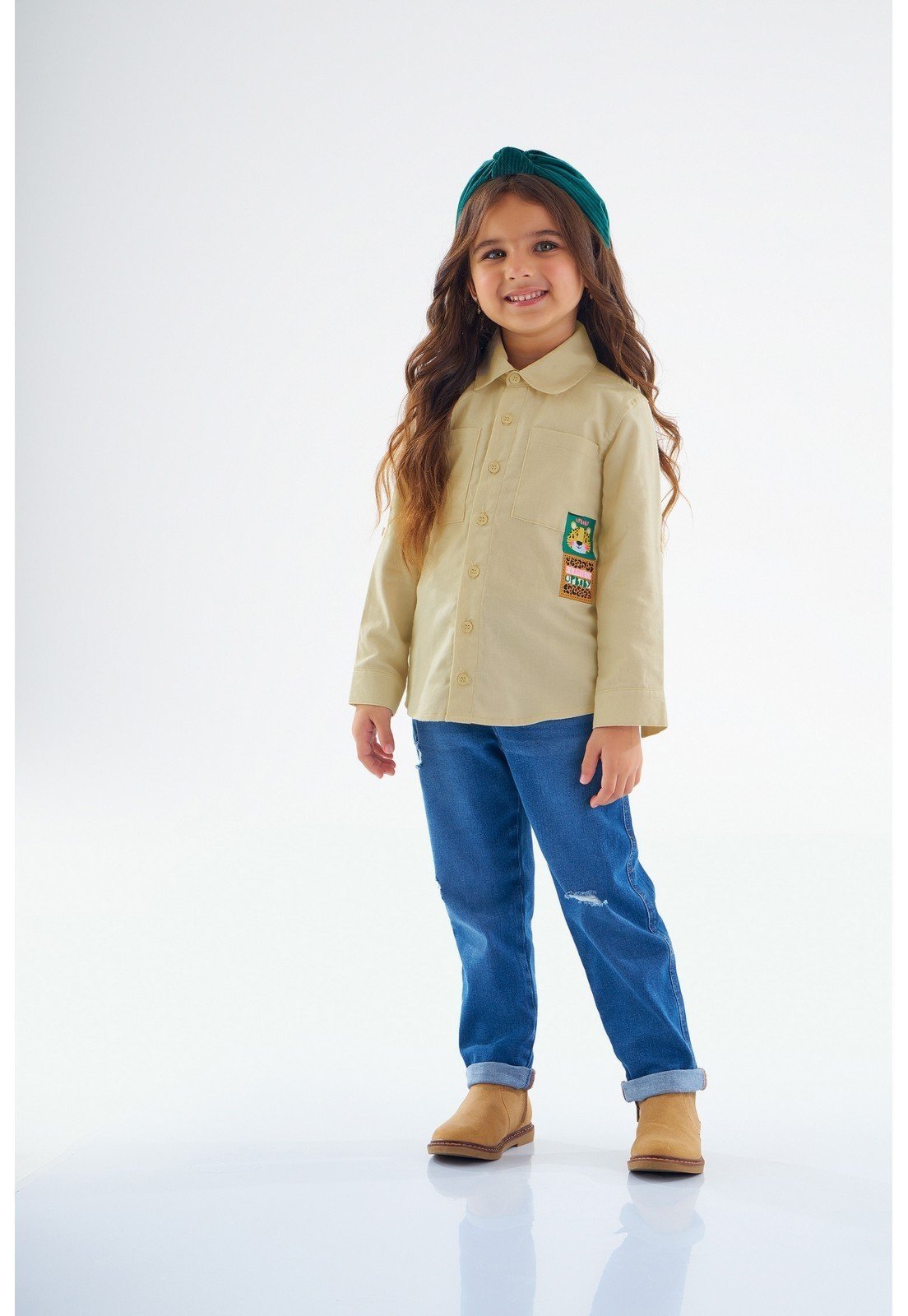 Infantil - Camisa para Meninas em Tecido Up Baby Bege