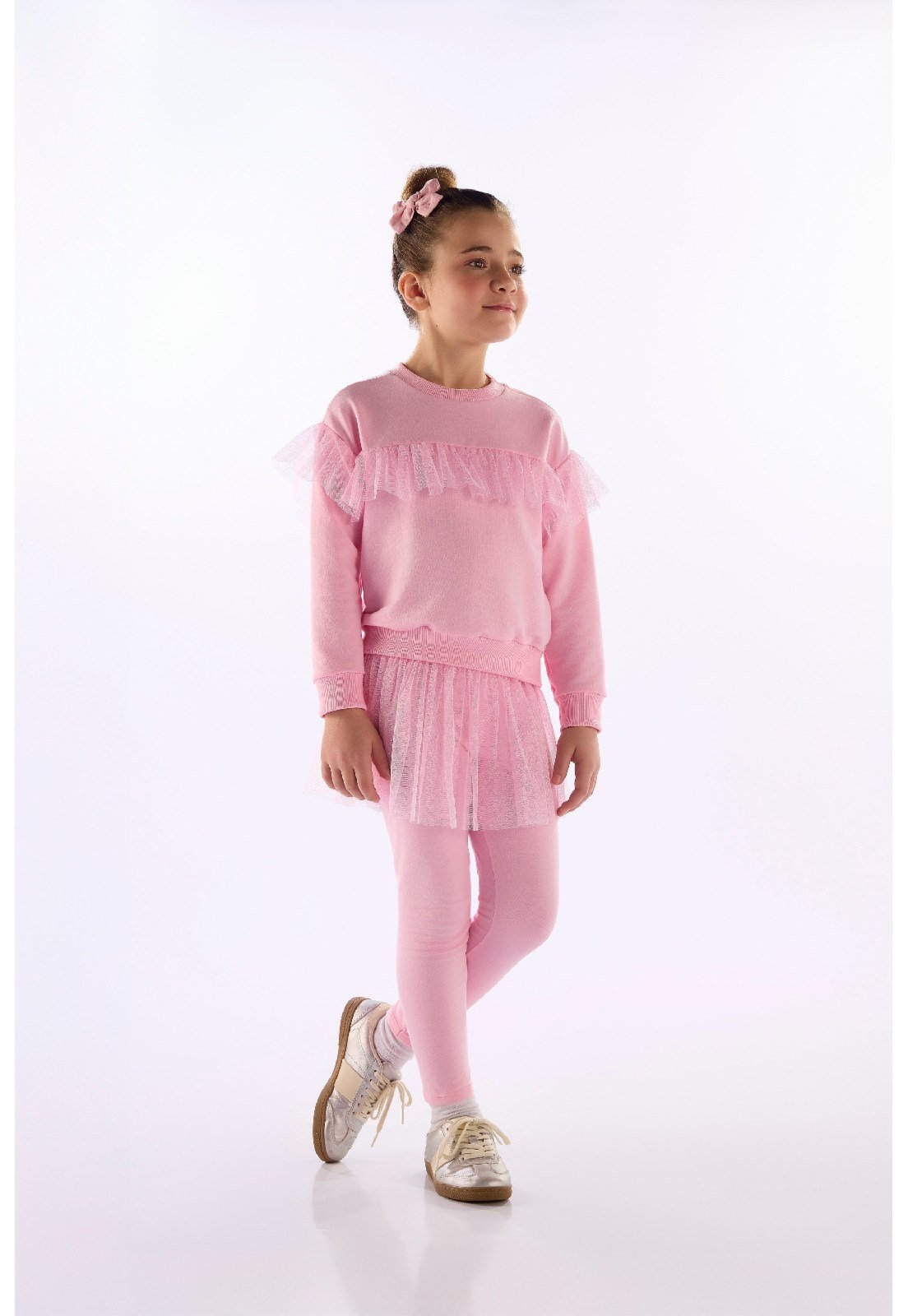 Infantil - Blusão Moletom com Tule Glitter Quimby Preto