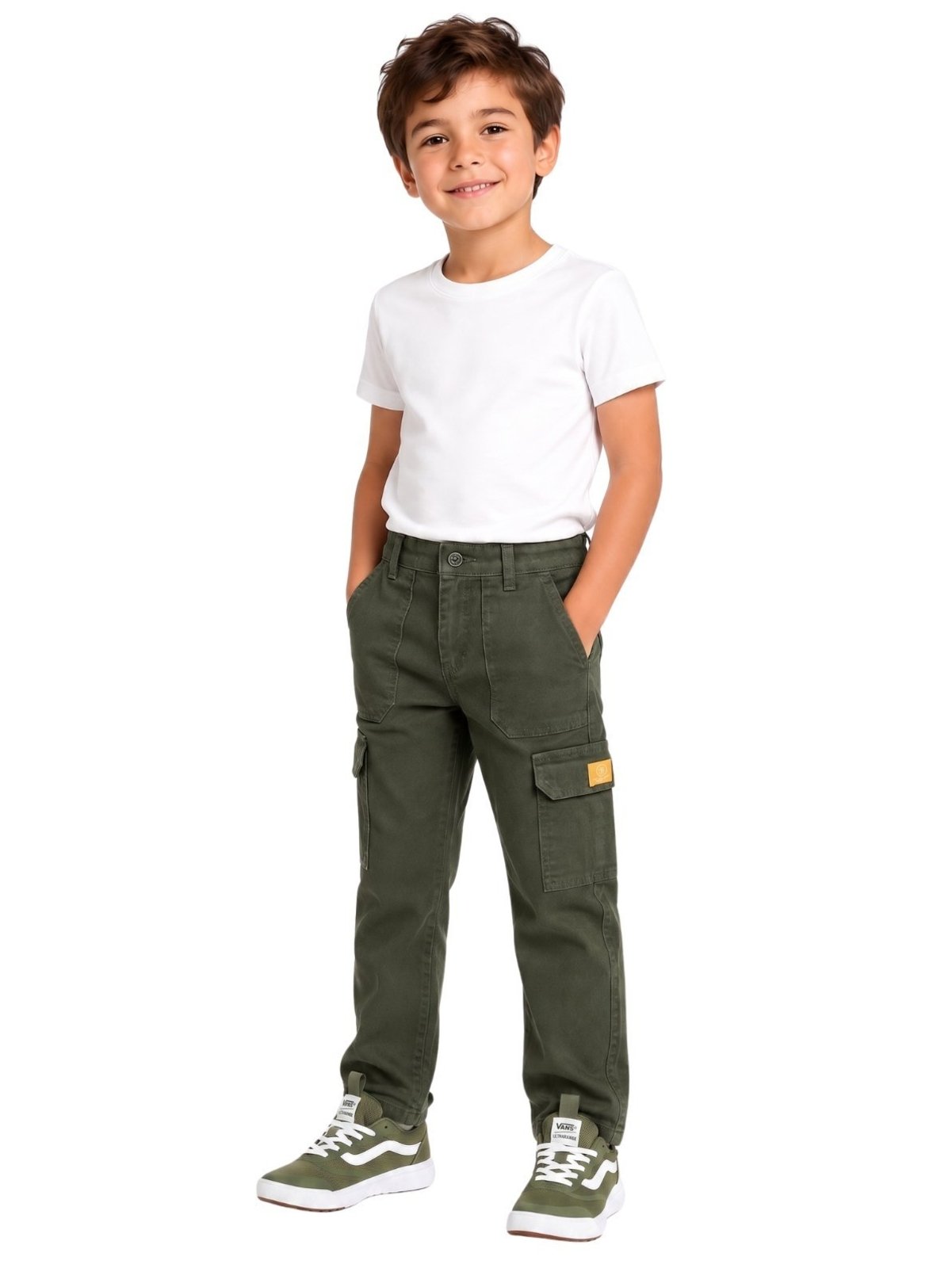 Infantil - Calça Sarja Crawling Cargo Masculina Verde