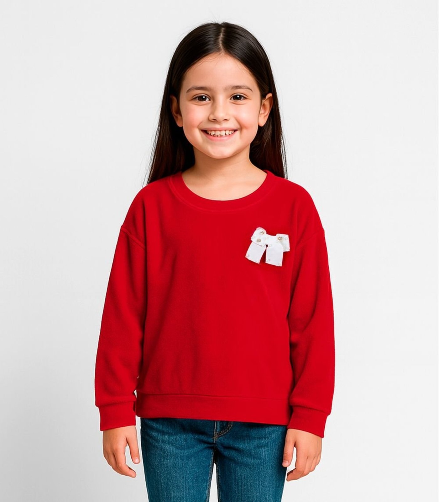 Infantil - Moletom Menina Com Laço Infinita Cor Vermelho