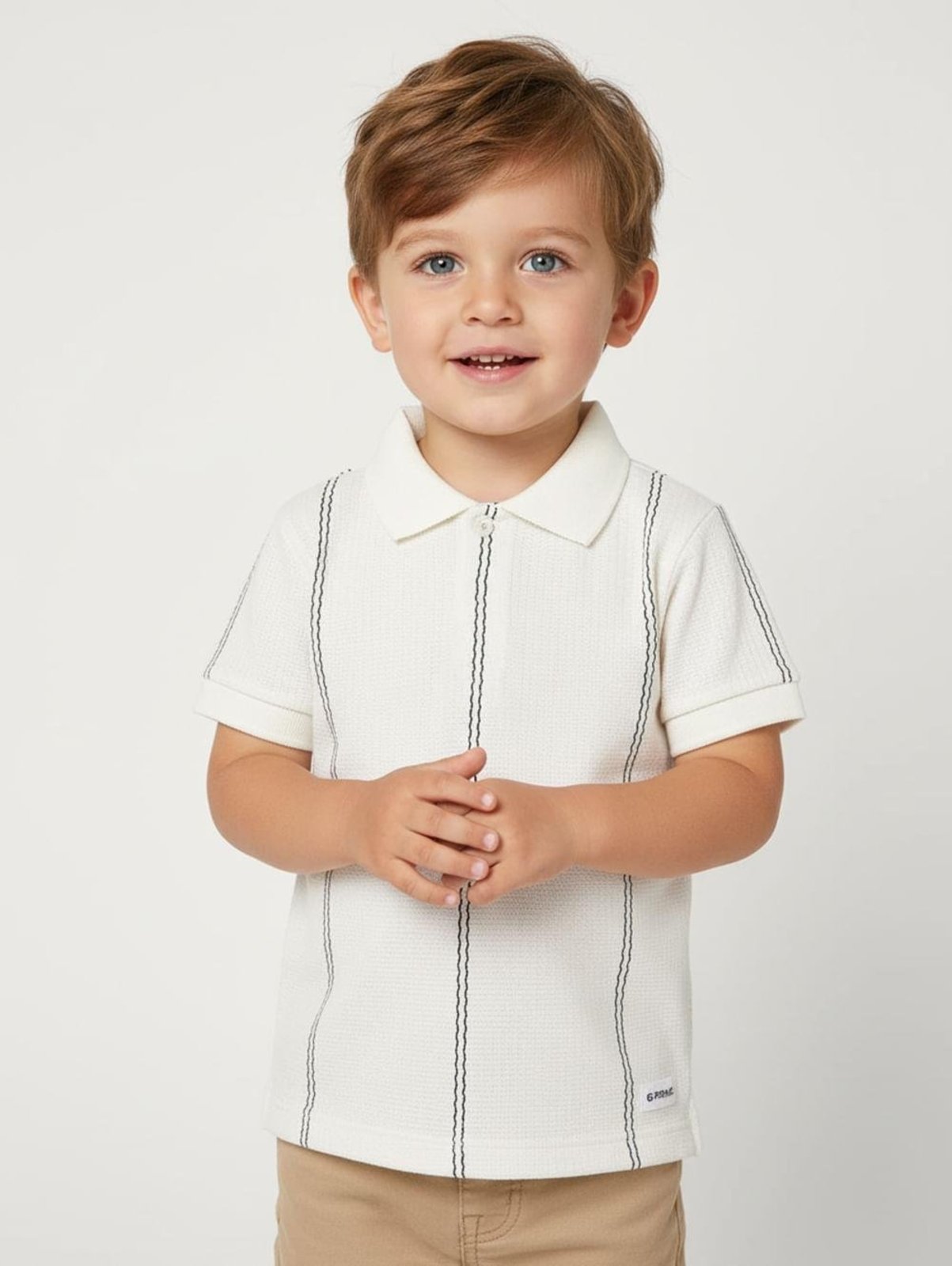 Infantil - Polo Tricot Manga Curta Para Menino - OFF WHITE