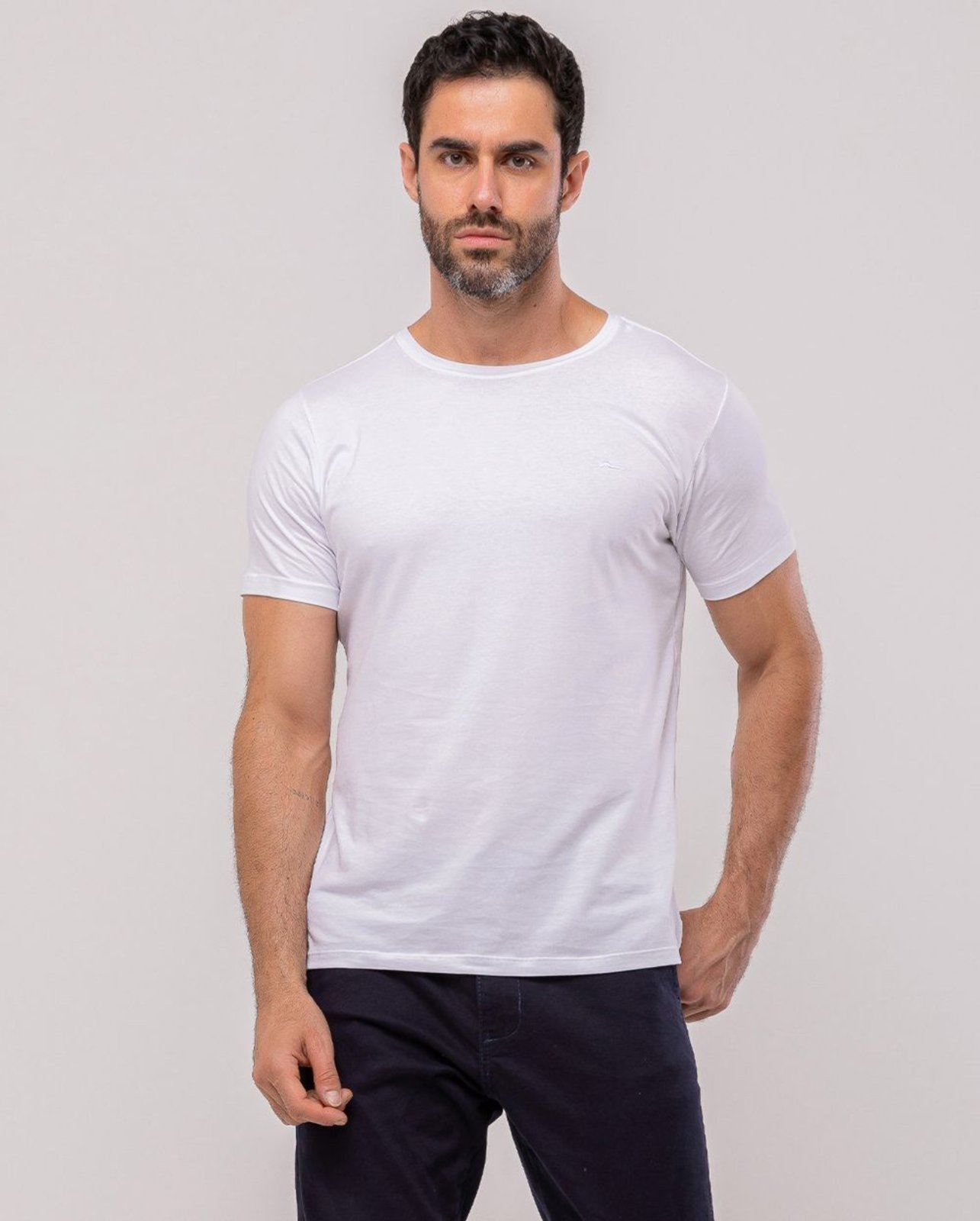 Camiseta de Algodão Egípcio Masculina Básica 80083 Branco Consciência