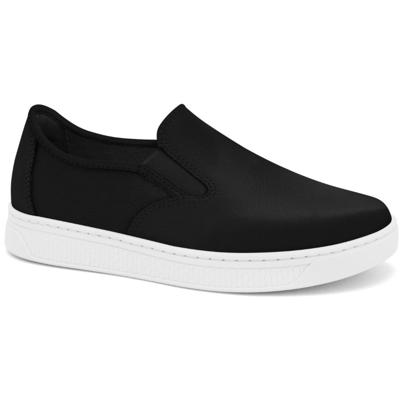 Tênis Feminino Couro Preto Estiloso Comfortflex 2565301-6
