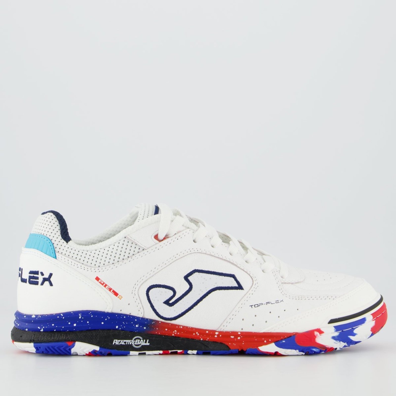 Chuteira Joma Top Flex Rebound Futsal Branca e Azul