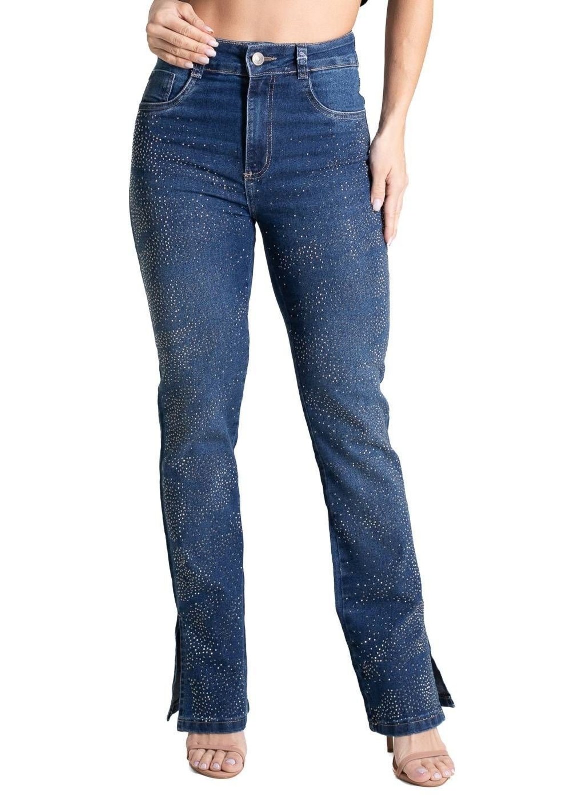 Calça Jeans Sawary Reta Brilho - 283713 - Azul - Sawary