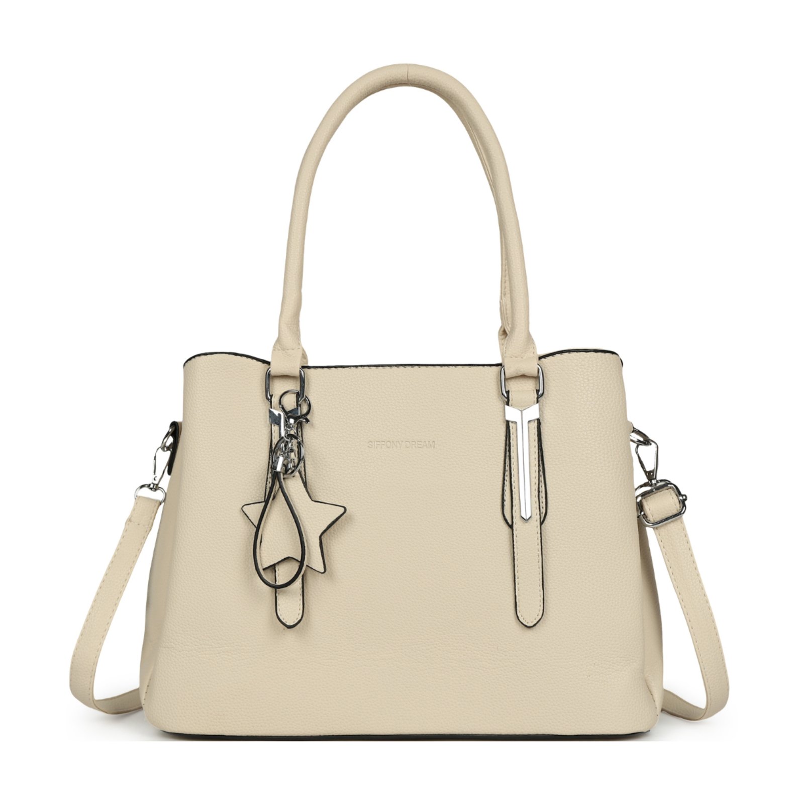 Bolsa Luxuosa Social Alça Transversal De Ombro Couro Moderna - Bege