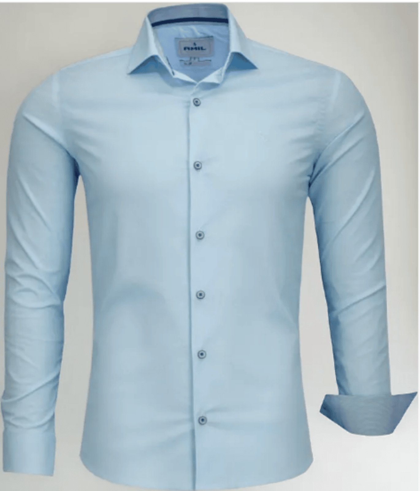 Camisa Social Amil Slim Flash Algodão Com Elastano Manga Longa Luxo Azul