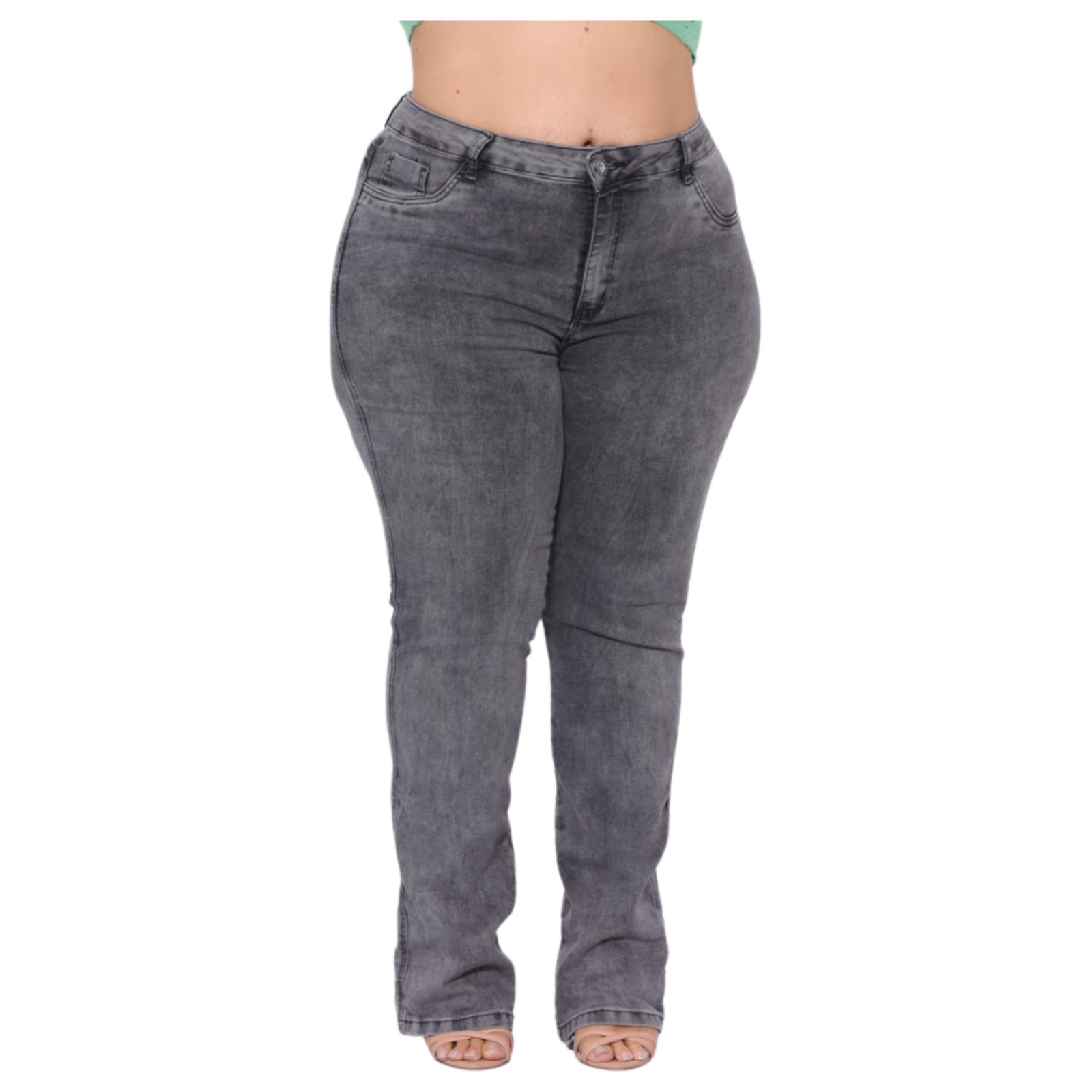 Calça feminina Plus Size Flare Cinza Escura