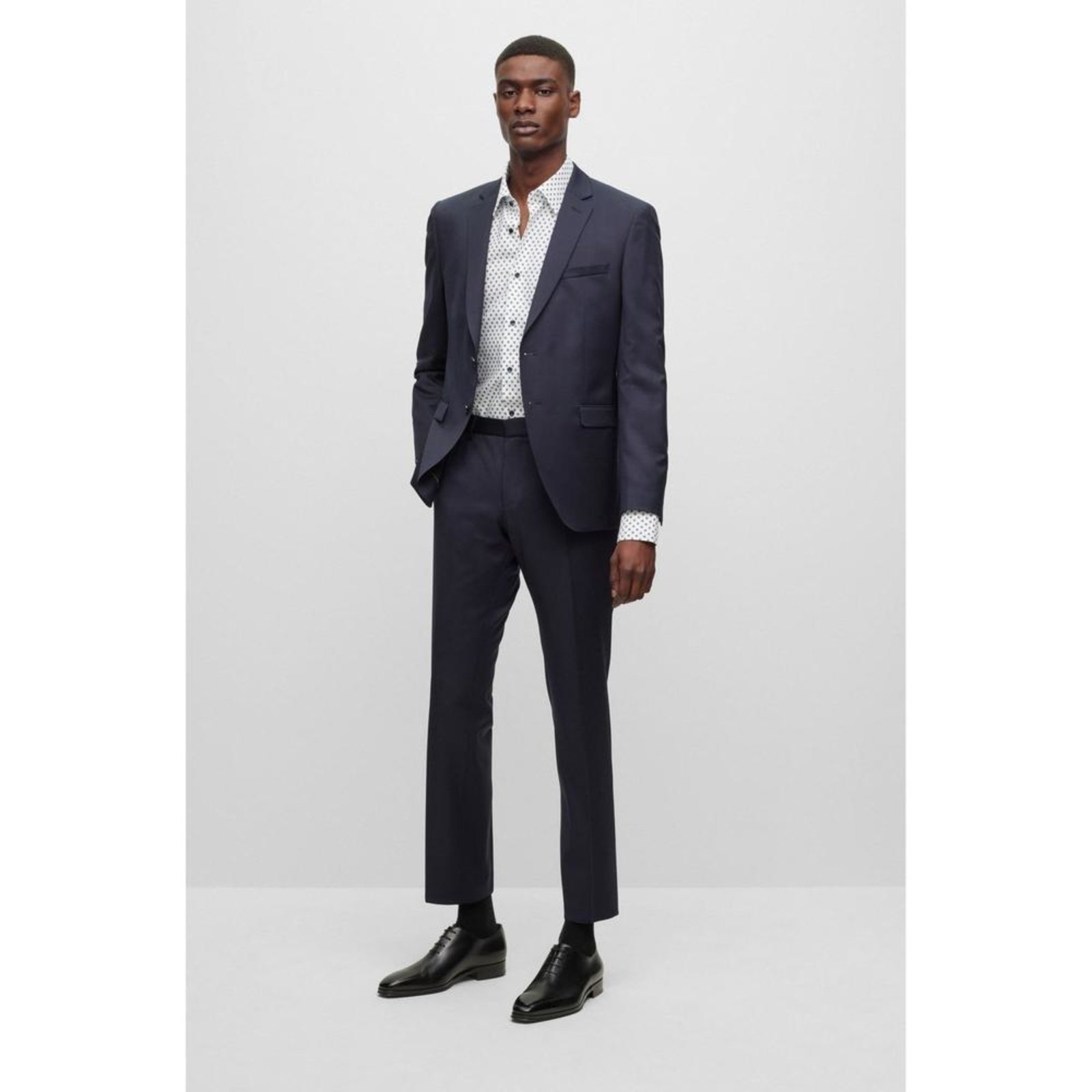 Vista 3 Camisa Slim Fit Em Algodão Oxford Italiano Estampado branco branco