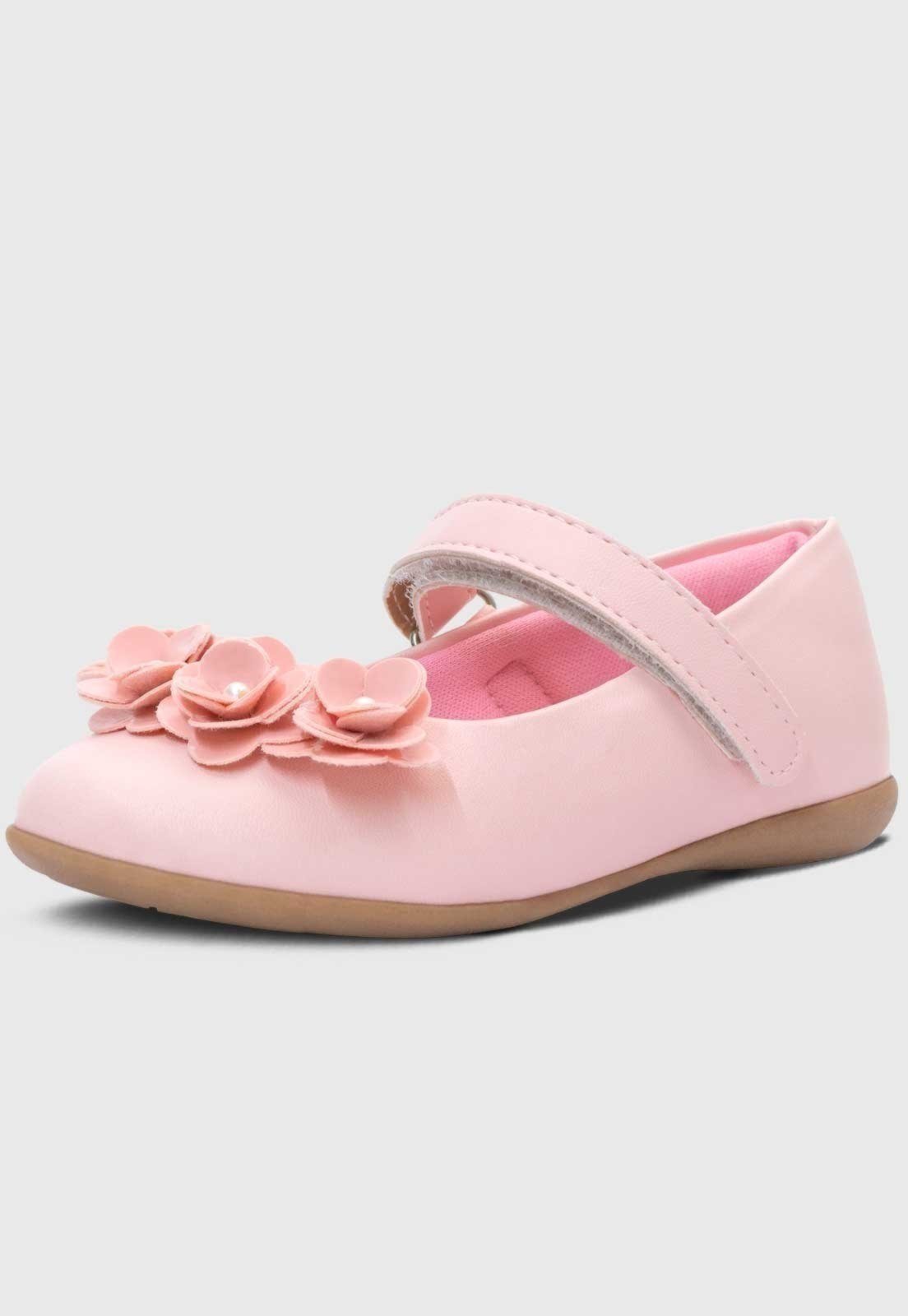 Infantil – Sapatilha Popidi Calce Facil Flores Rosa