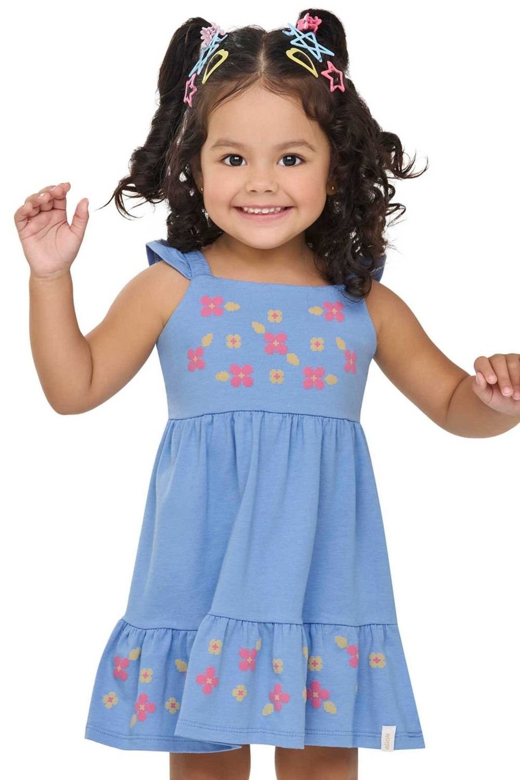 Infantil - Vestido Menina Floral Cotton Elian Azul