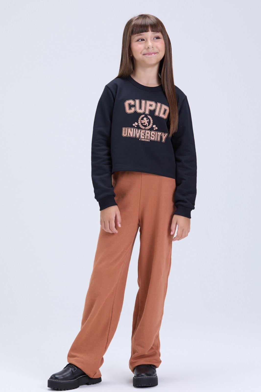 Vista 2 Infantil - Conjunto Feminino Inverno Moletom Wide Leg University VIDA COSTEIRA off-white VIDA COSTEIRA off-white