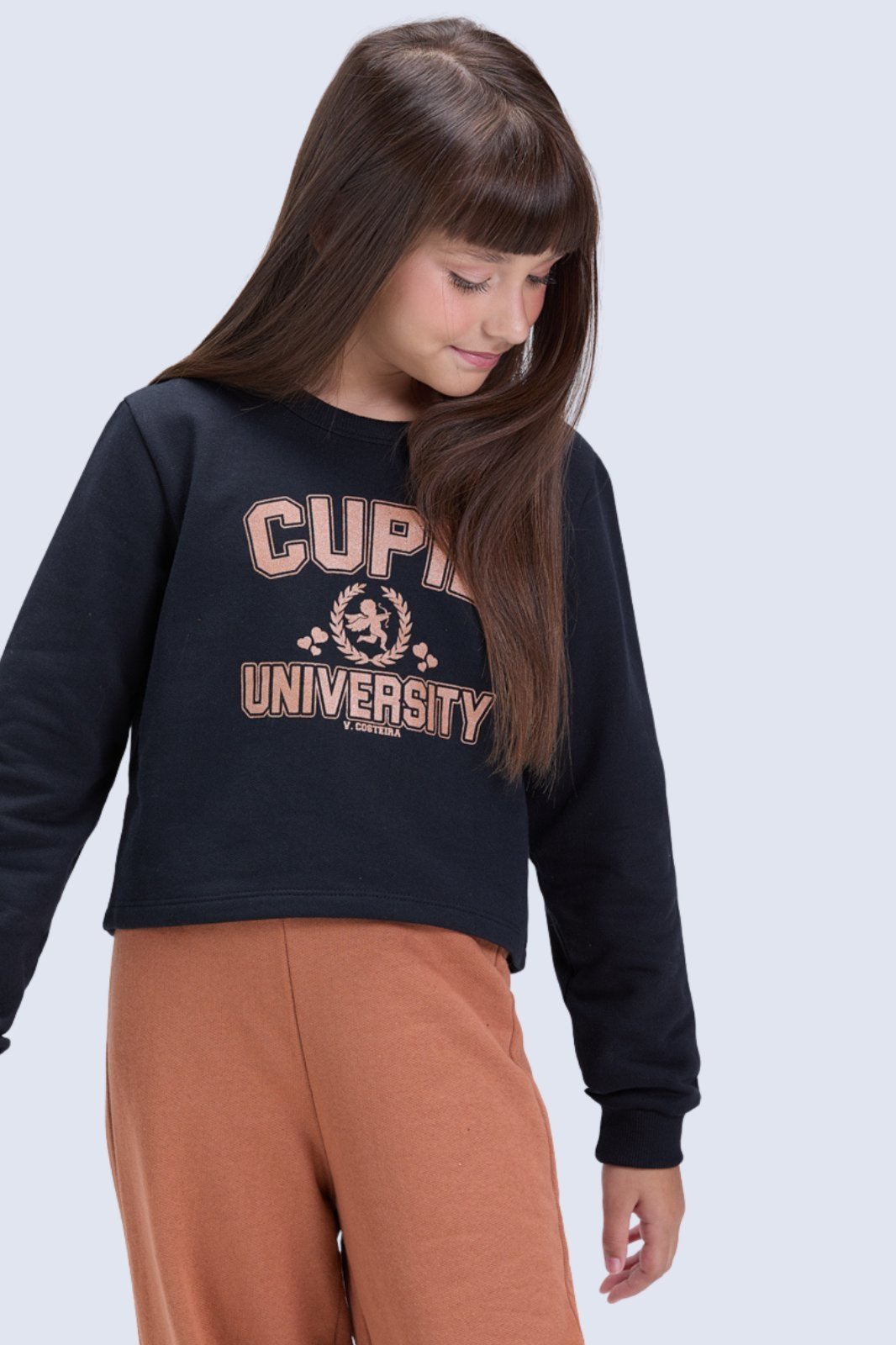 Vista 3 Infantil - Conjunto Feminino Inverno Moletom Wide Leg University VIDA COSTEIRA off-white VIDA COSTEIRA off-white