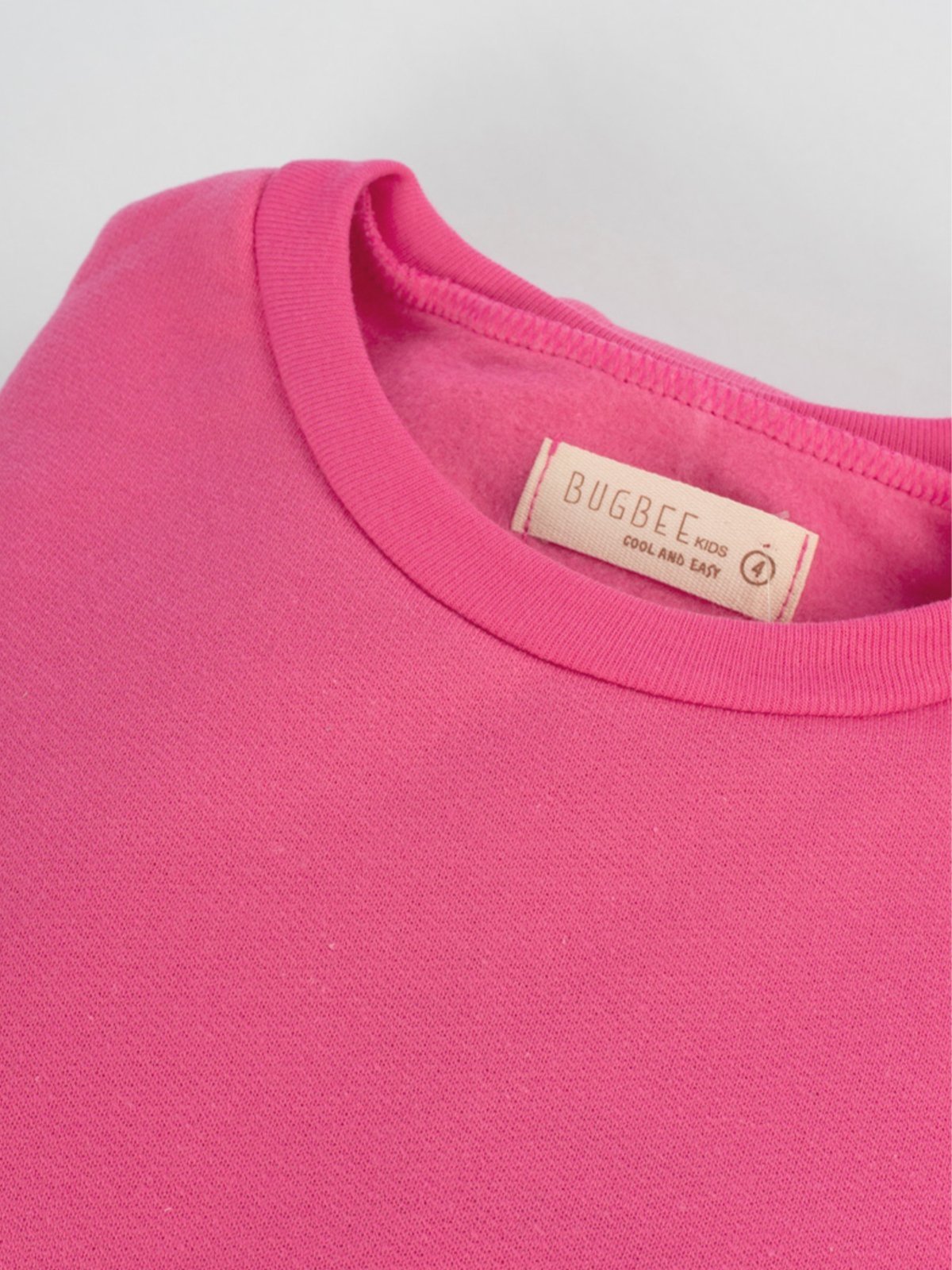 Vista 3 Infantil - Conjunto Bugbee Menina Liso Blusa Manga Comprida Gola Redonda Calça Moletom Felpado Mosqueta rosa Bugbee rosa