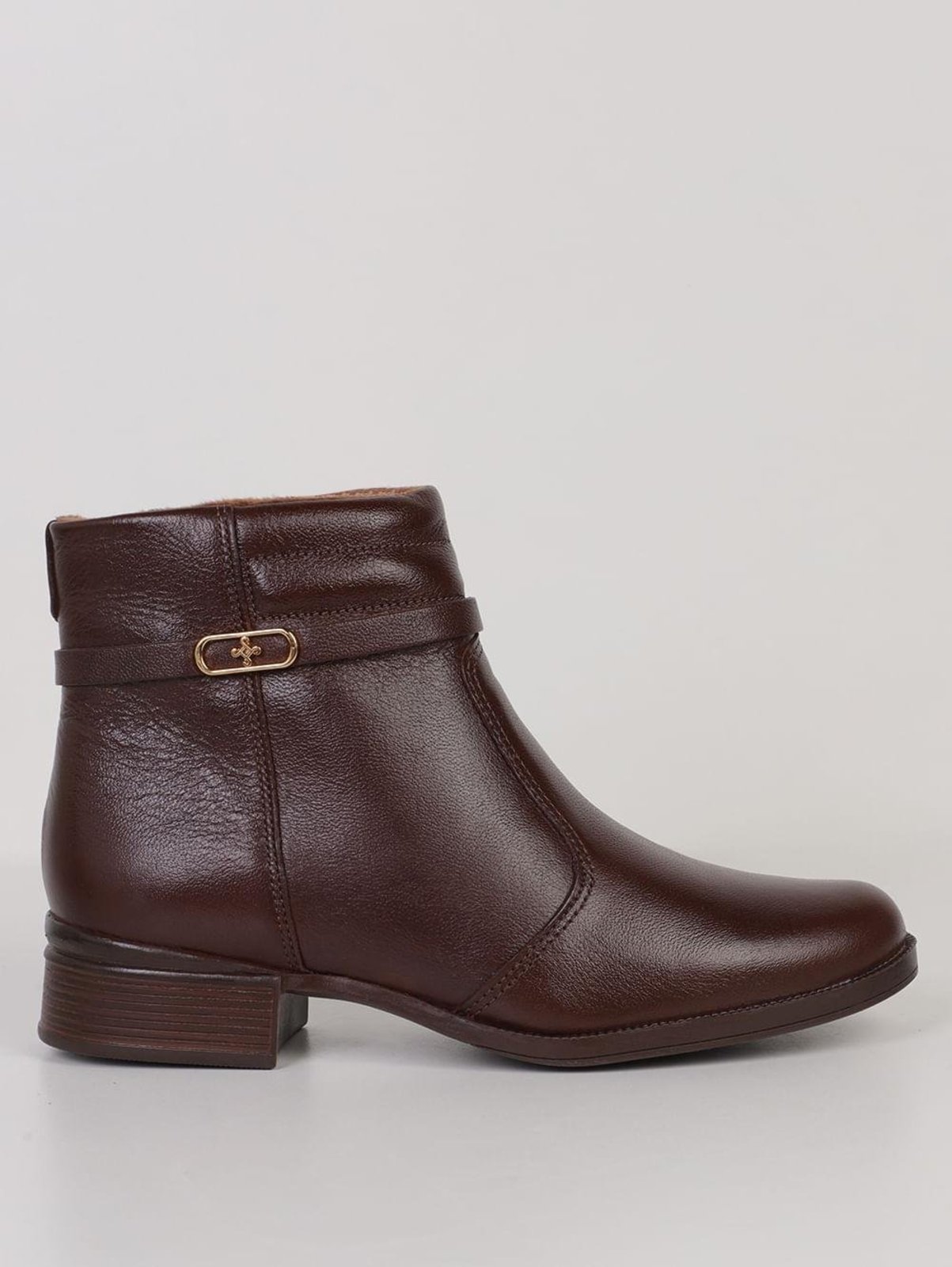 Bota Cano Curto Pegada Feminina MARROM