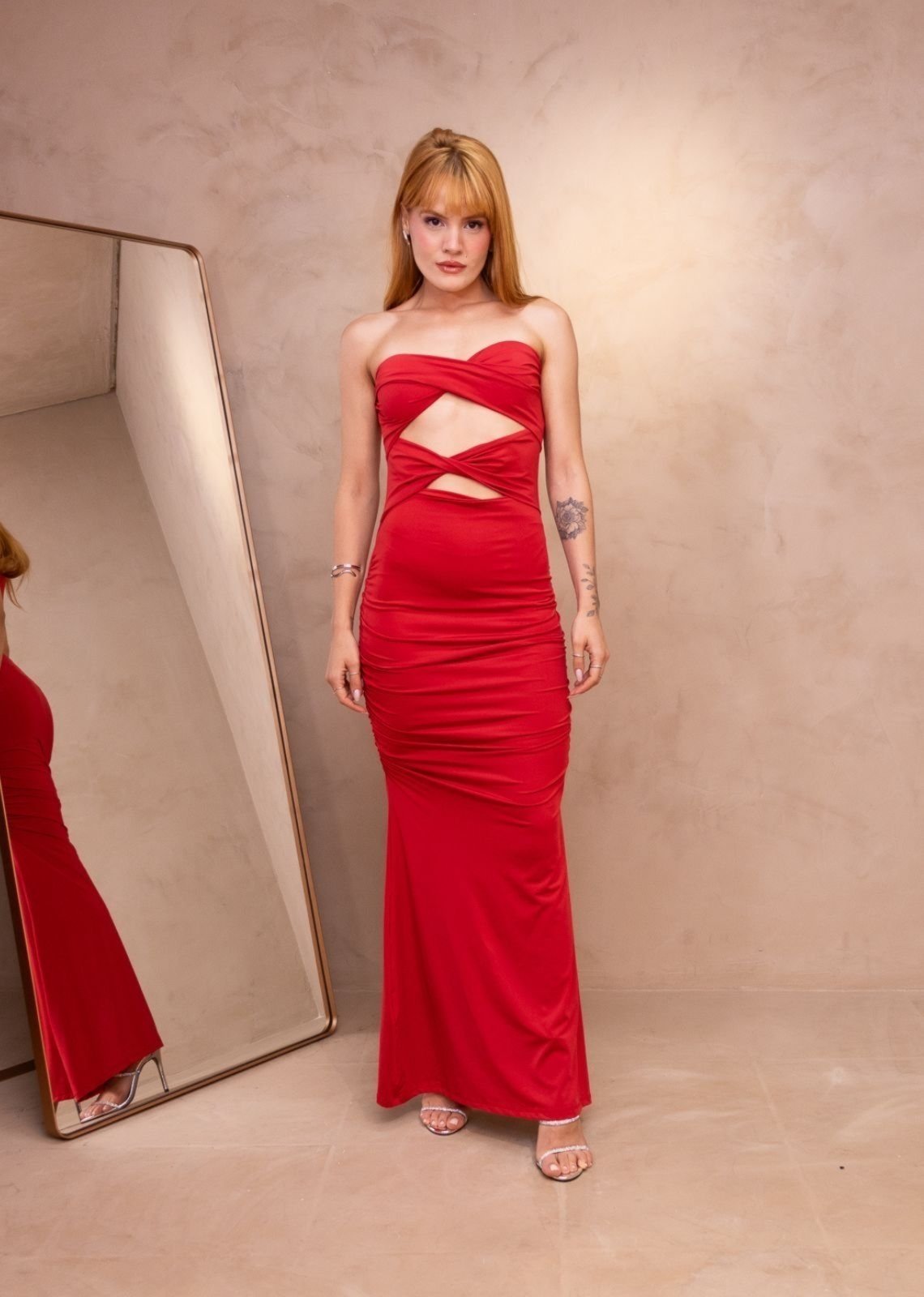 Vestido Longo Tomara que Caia Festa Tubinho Mymy Vermelho
