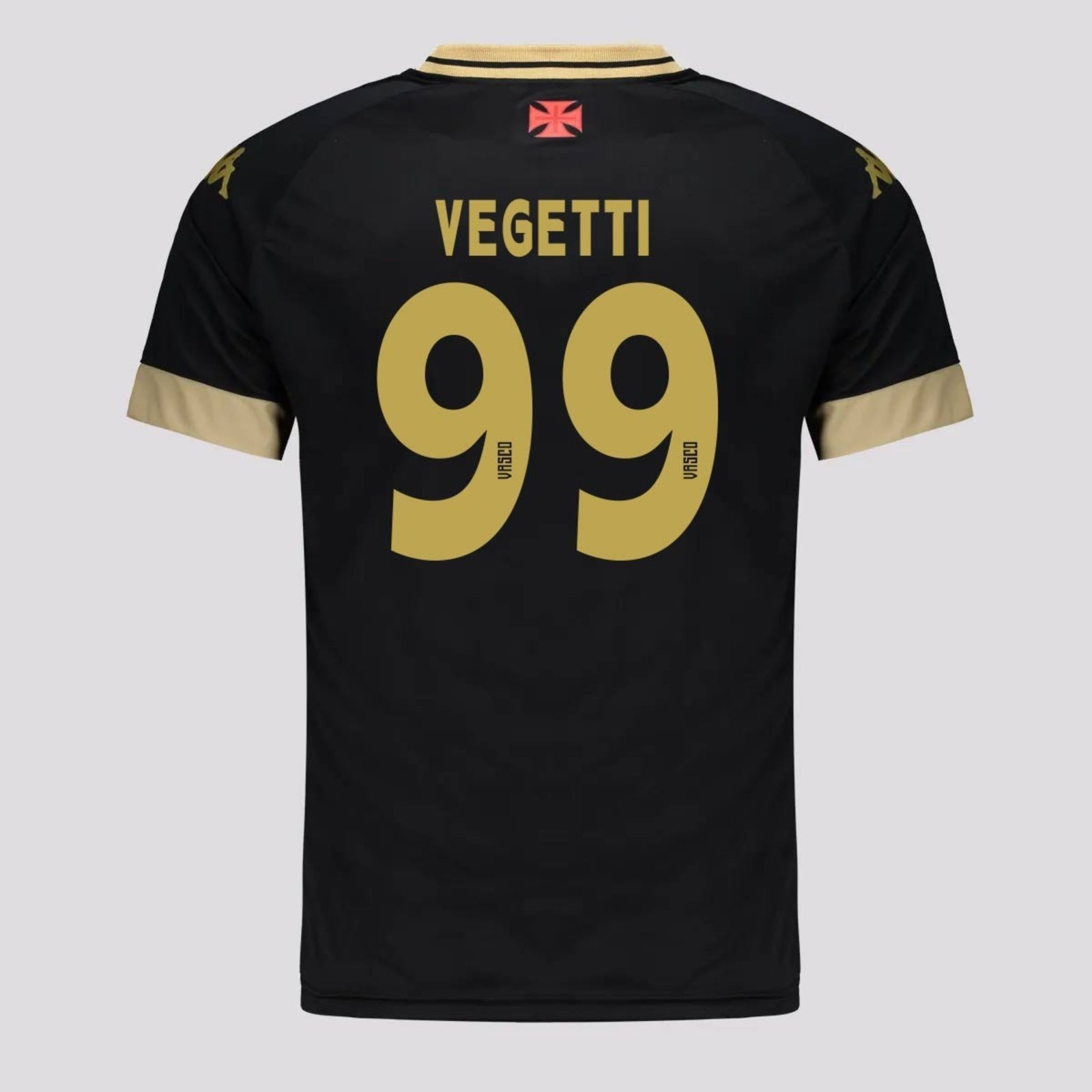 Vista 2 Camisa Kappa Vasco Supporter UP Preta e Dourada 99 Vegetti preto Kappa preto