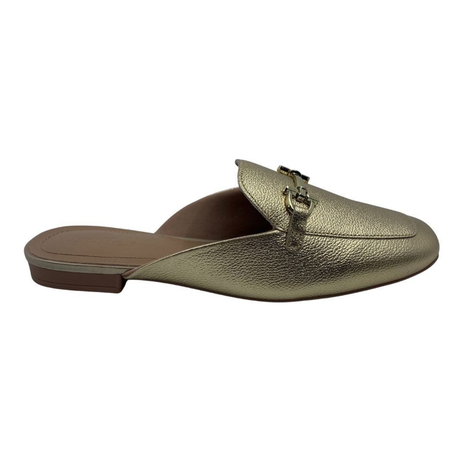 Mule Usaflex Couro com Detalhe Dourado 40025 – Dourado – usaflex