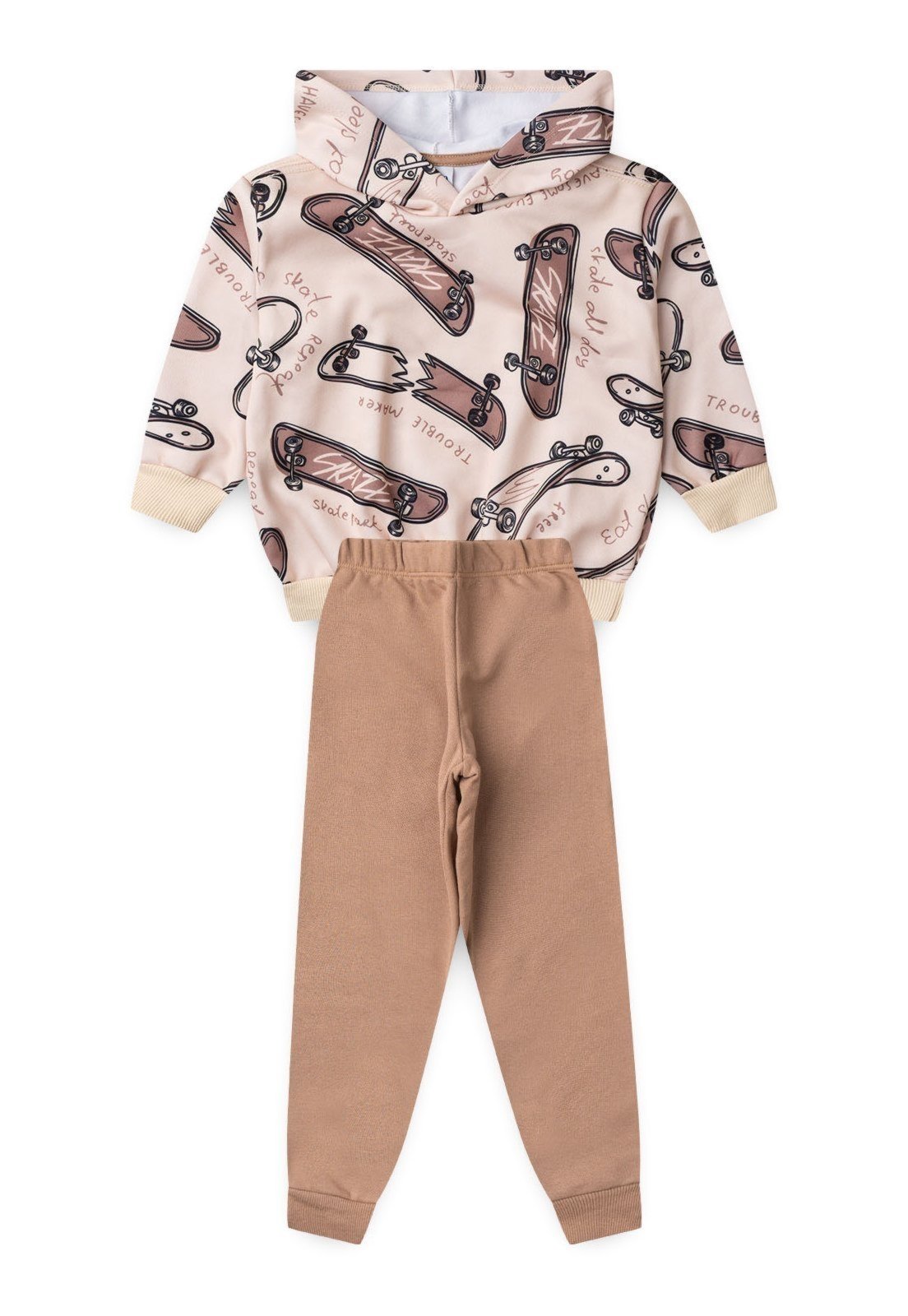 Infantil - Conjunto Bem Vestir Casaco com Capuz e Calça Estampa Skate