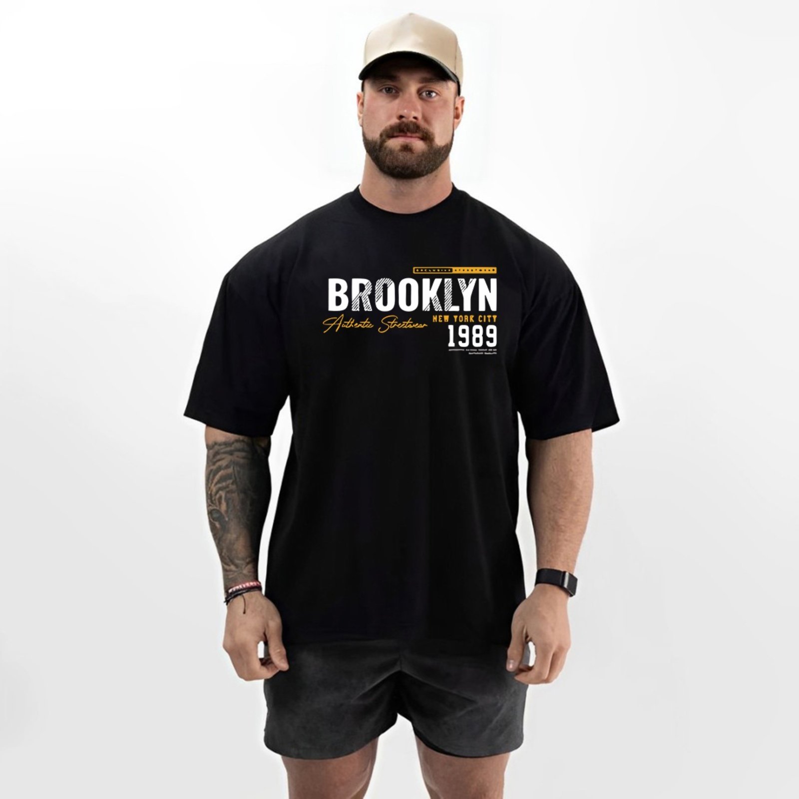 Camiseta Oversized Over Masculina Algodão Academia Preto