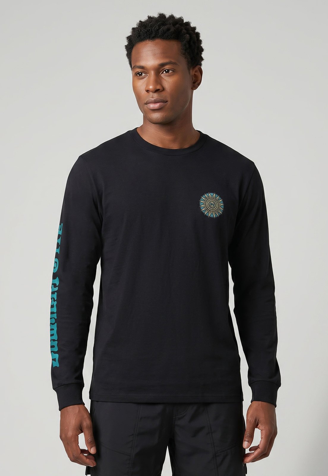 Camiseta Masculina Element Manga Longa Estampa Preta