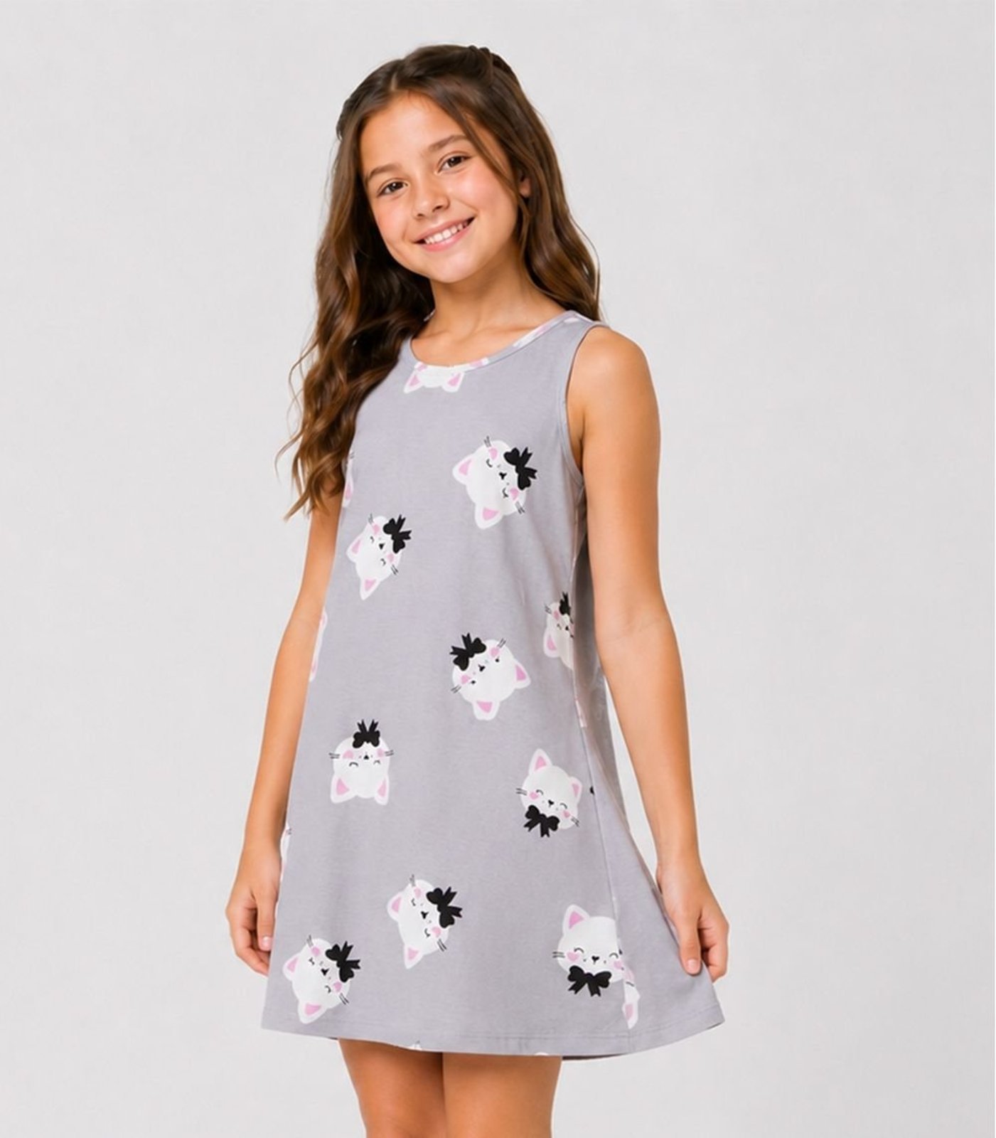 Infantil - Vestido Feminino Estampado Select Cinza