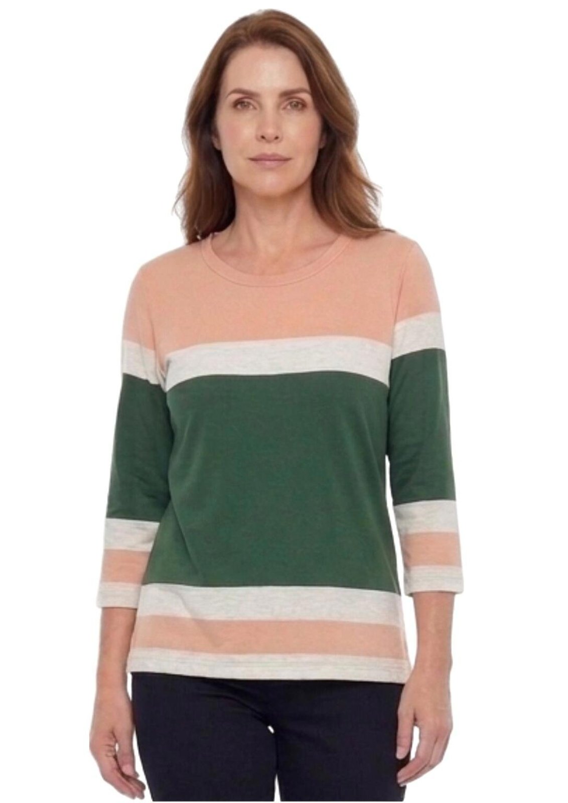 Blusa 3/4 Listrada | Pau a Pique Verde