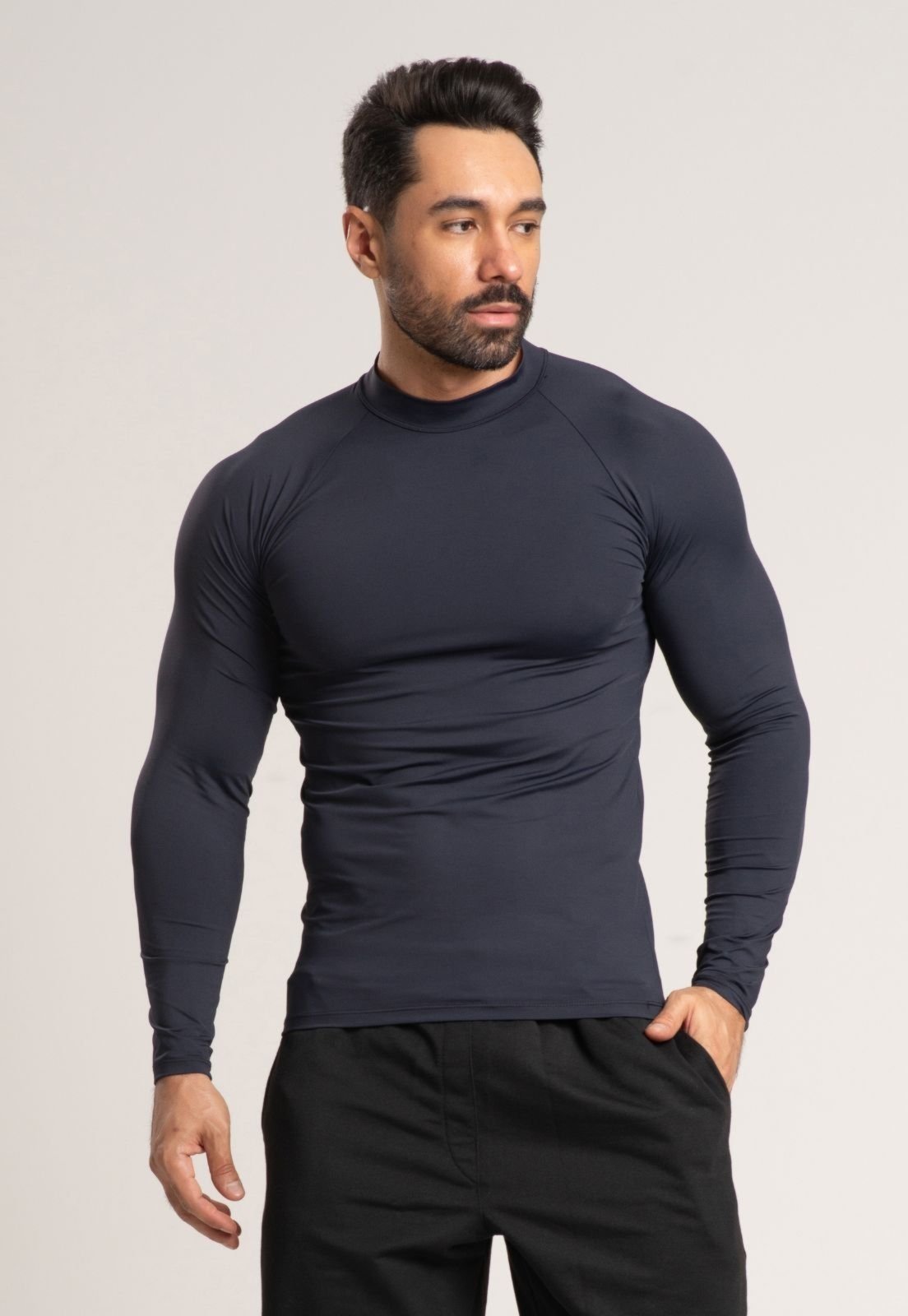 Camisa Masculina Vekyo Térmica Poliamida UV Segunda Pele Preto
