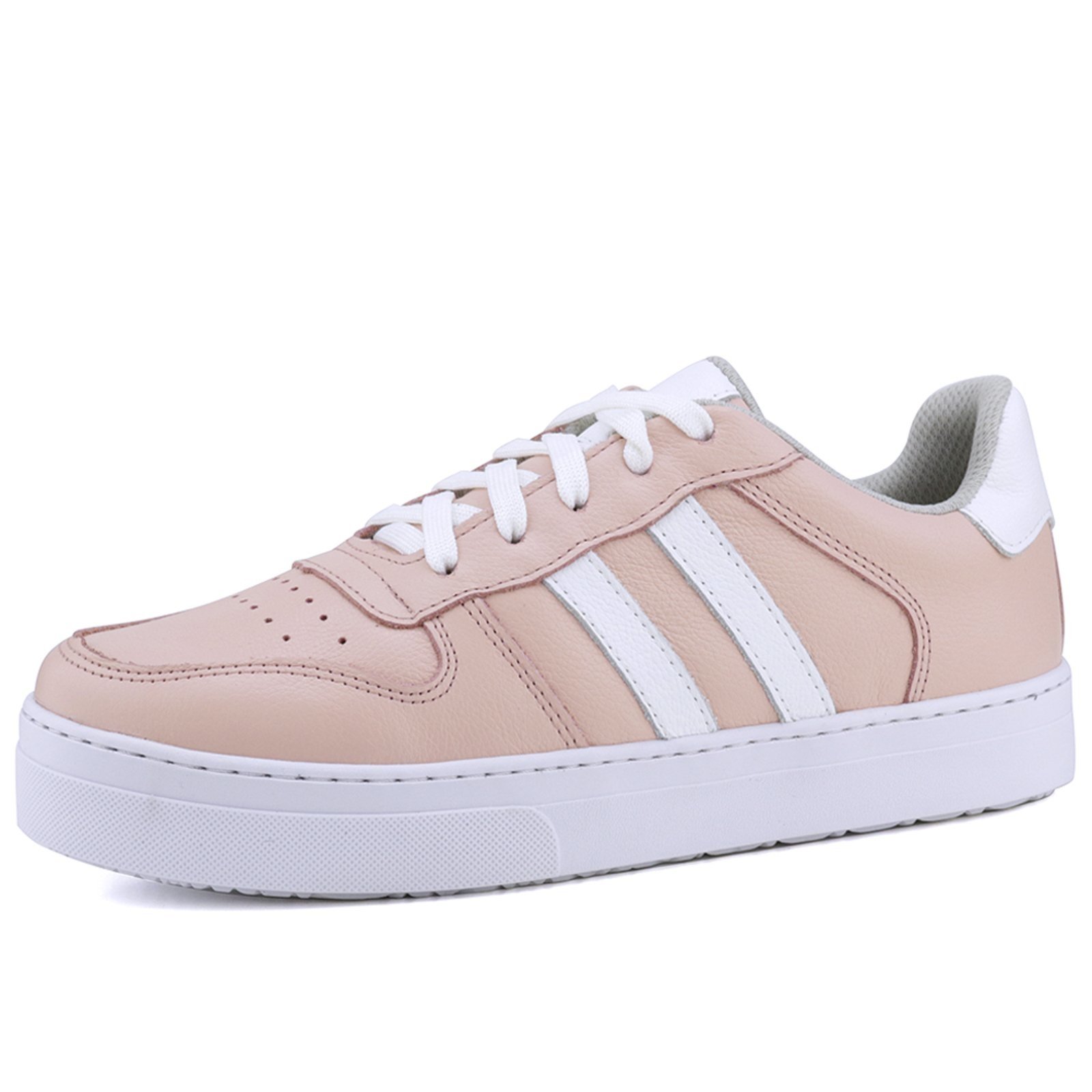 Tênis Casual Mr. Gutt Couro Nude com Branco