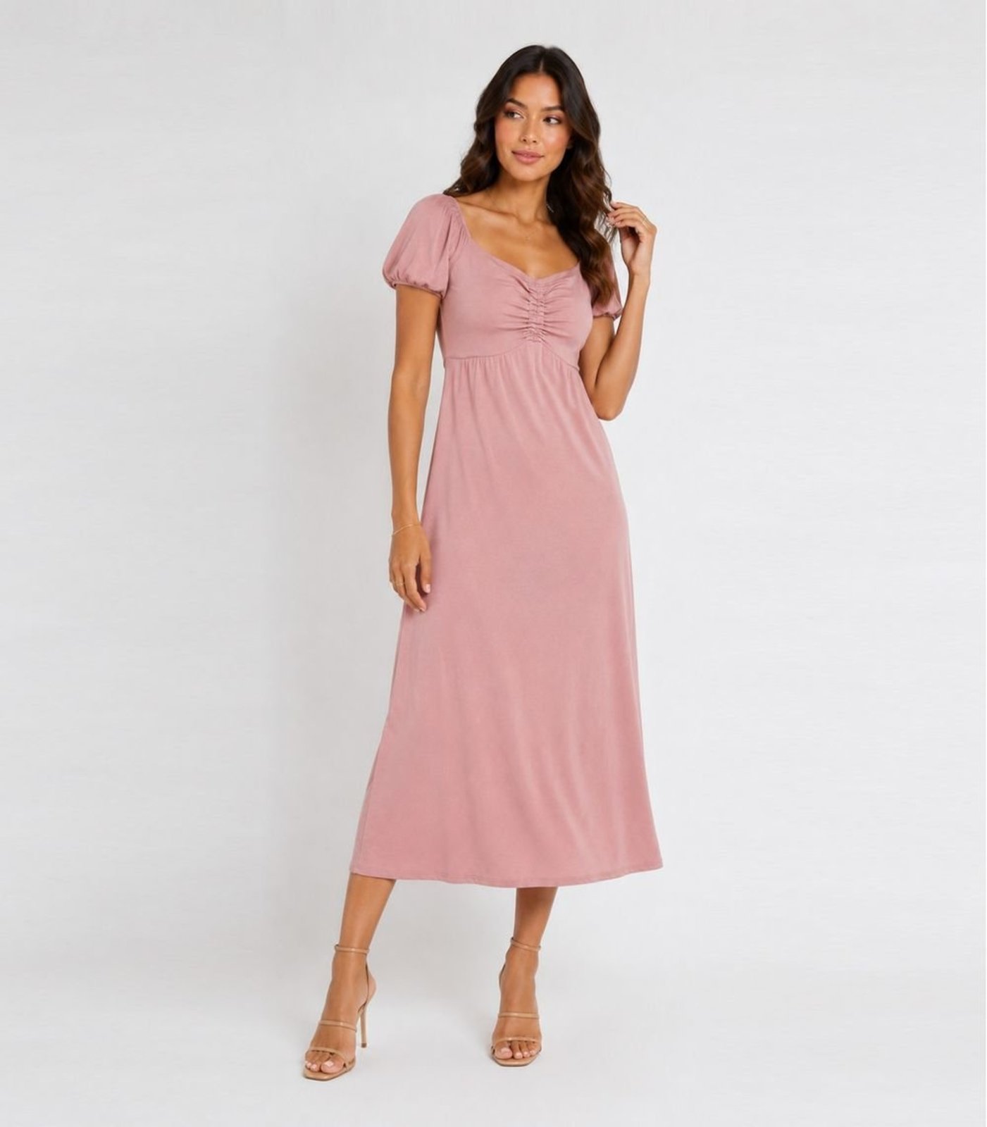 Vestido Midi Feminino Visco Premiere Infinita Cor Rosa