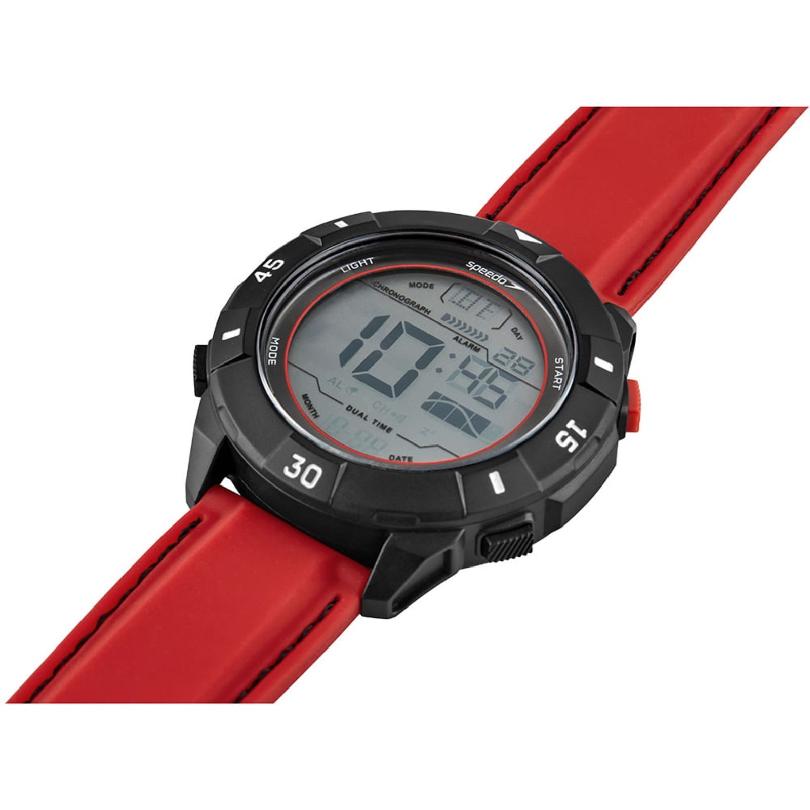 Vista 3 Relógio Speedo Digital Pespontos Silicone Preto e vermelho Speedo vermelho